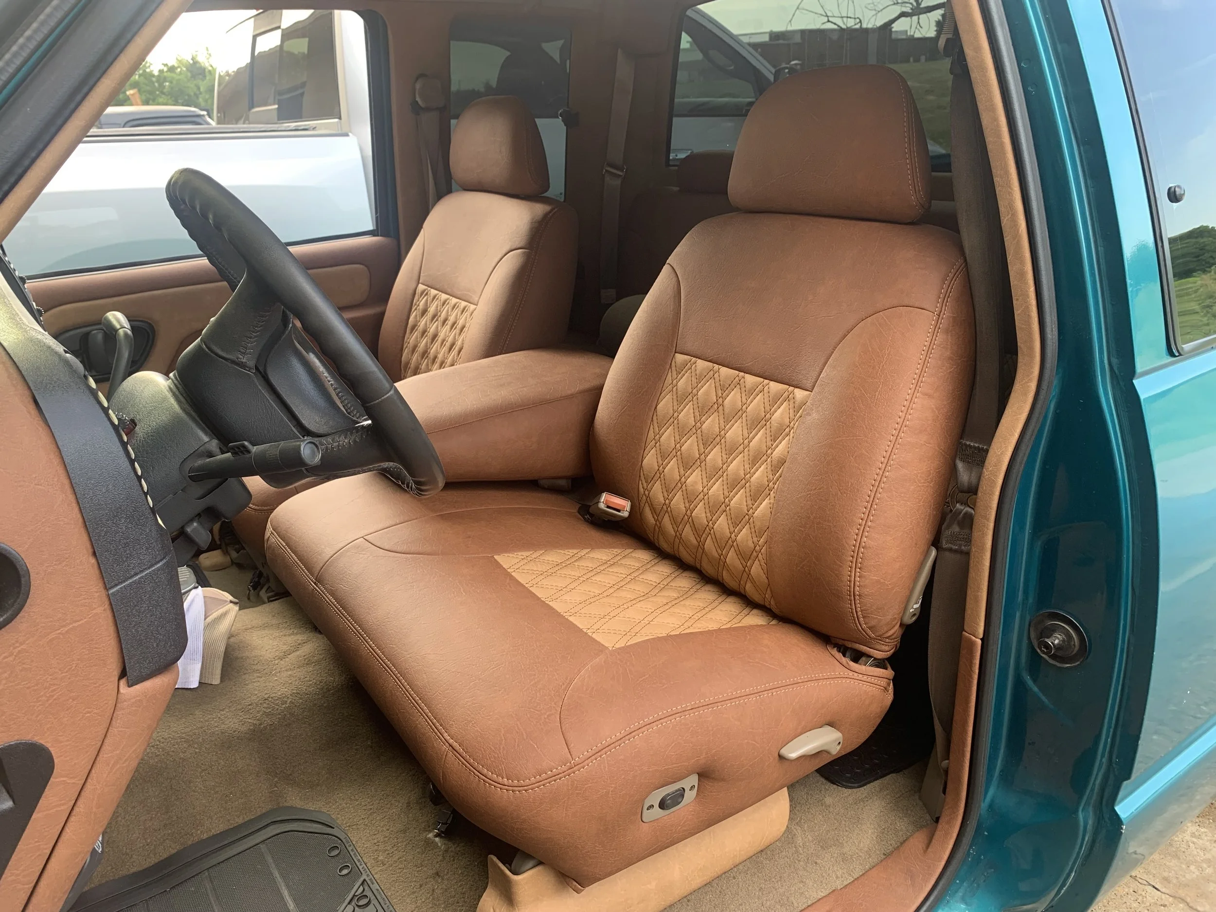 Custom leather interior completed by Fabled Rides