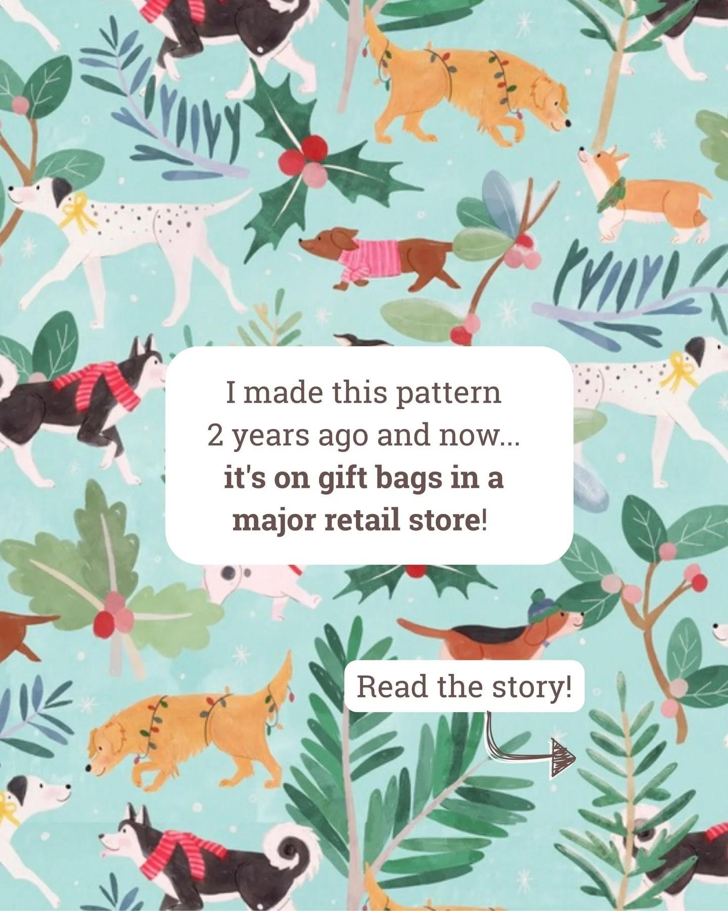 Which bag would you get? Stripes, holly, or dogs? 🎁

This project taught me that there&rsquo;s nothing wasted when creating art! I drew these dogs for the #jehanes12daysofchristmas challenge in 2023 just because I wanted to make a festive portfolio 