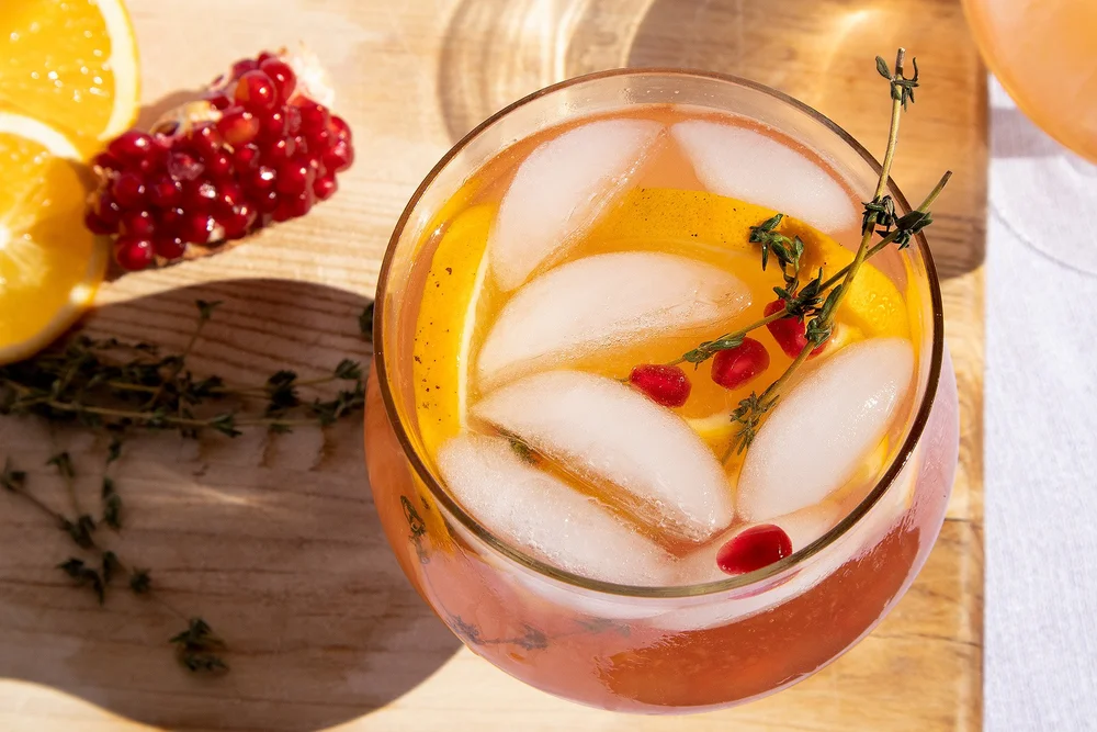 Orange Pomegranate Thyme Refresher/Cocktail 