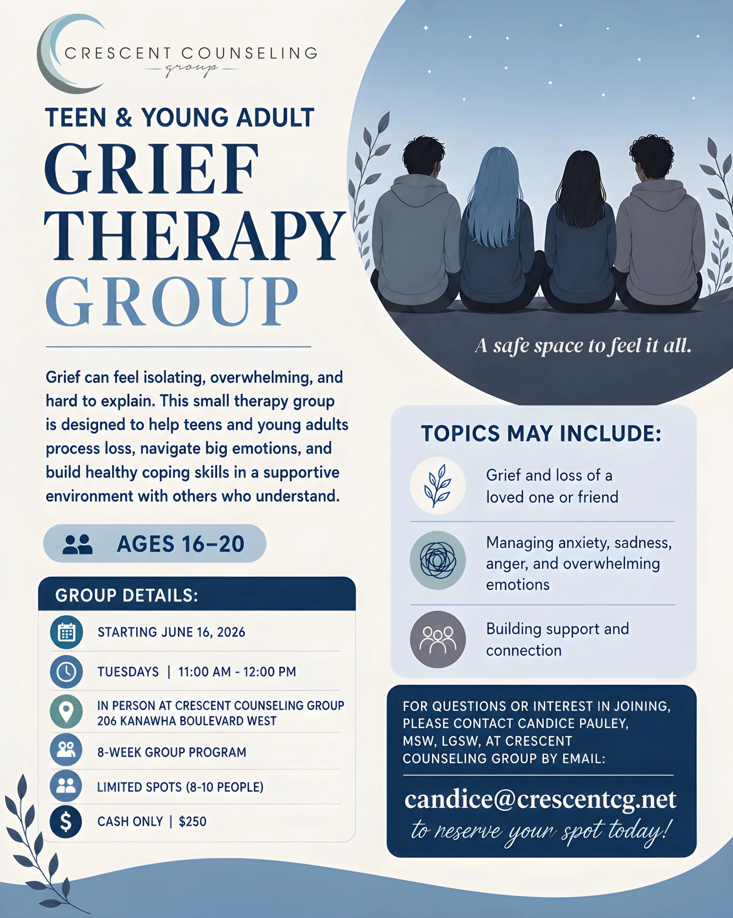 Grief can feel incredibly isolating, especially during the teen and young adult years.

When someone is grieving, it can be hard to find the words for what they are carrying. Sadness, anger, anxiety, overwhelm, and feeling disconnected from others ca