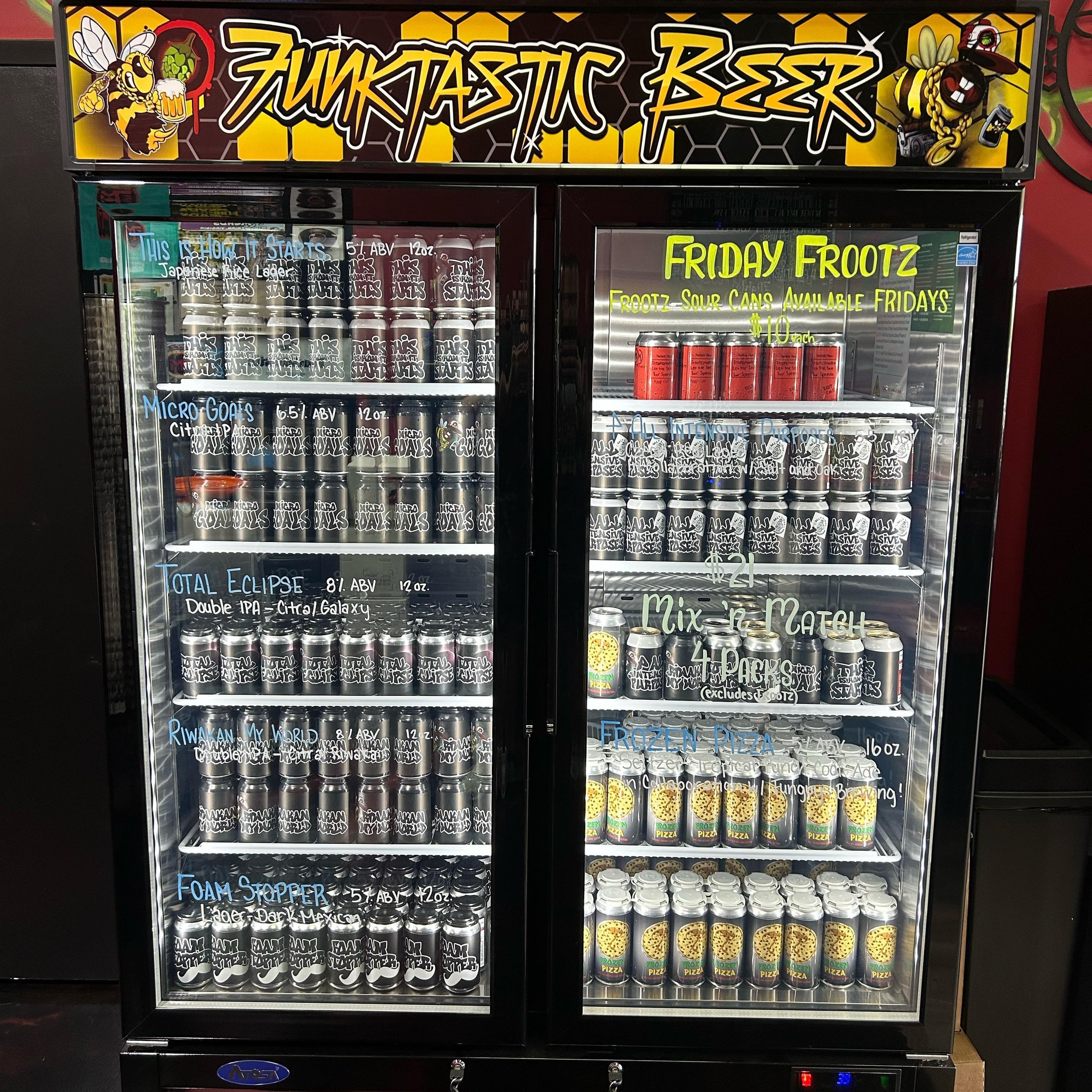 🚨We&rsquo;ve got a stocked cooler today including a few cans of Funktastic Frootz&hellip;This week&rsquo;s flavor👇👇👇

Frootzmoothie- Let Me See Your Speedo
➡️Fruited smoothie sour with Strawberry, Kumquat and Vegan/non-Dairy Pastry Kreme

Several