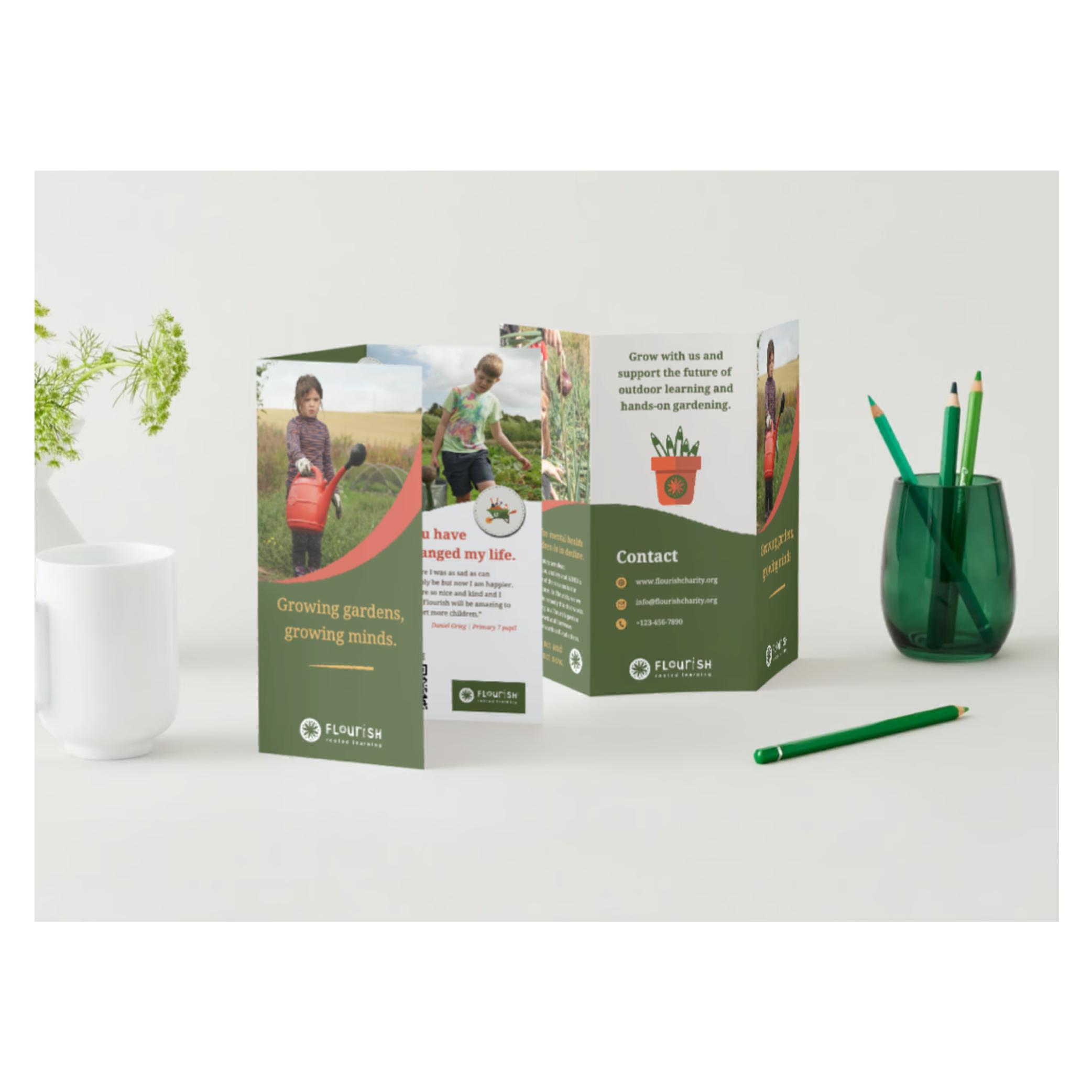 Flourish charity - marketing materials