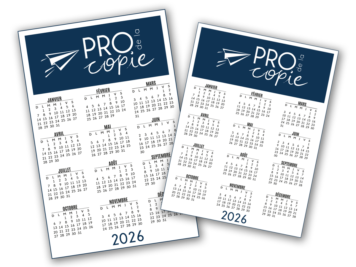 Calendrier grandeurs variées (1 photo - 12 mois)