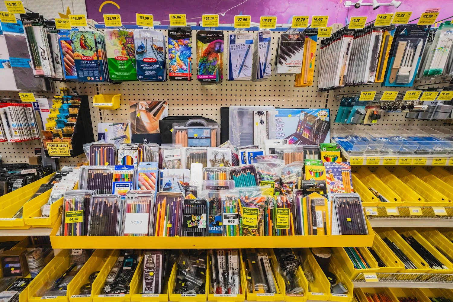 Pen packs, prismacolors, charcoal for sale at Starlandia