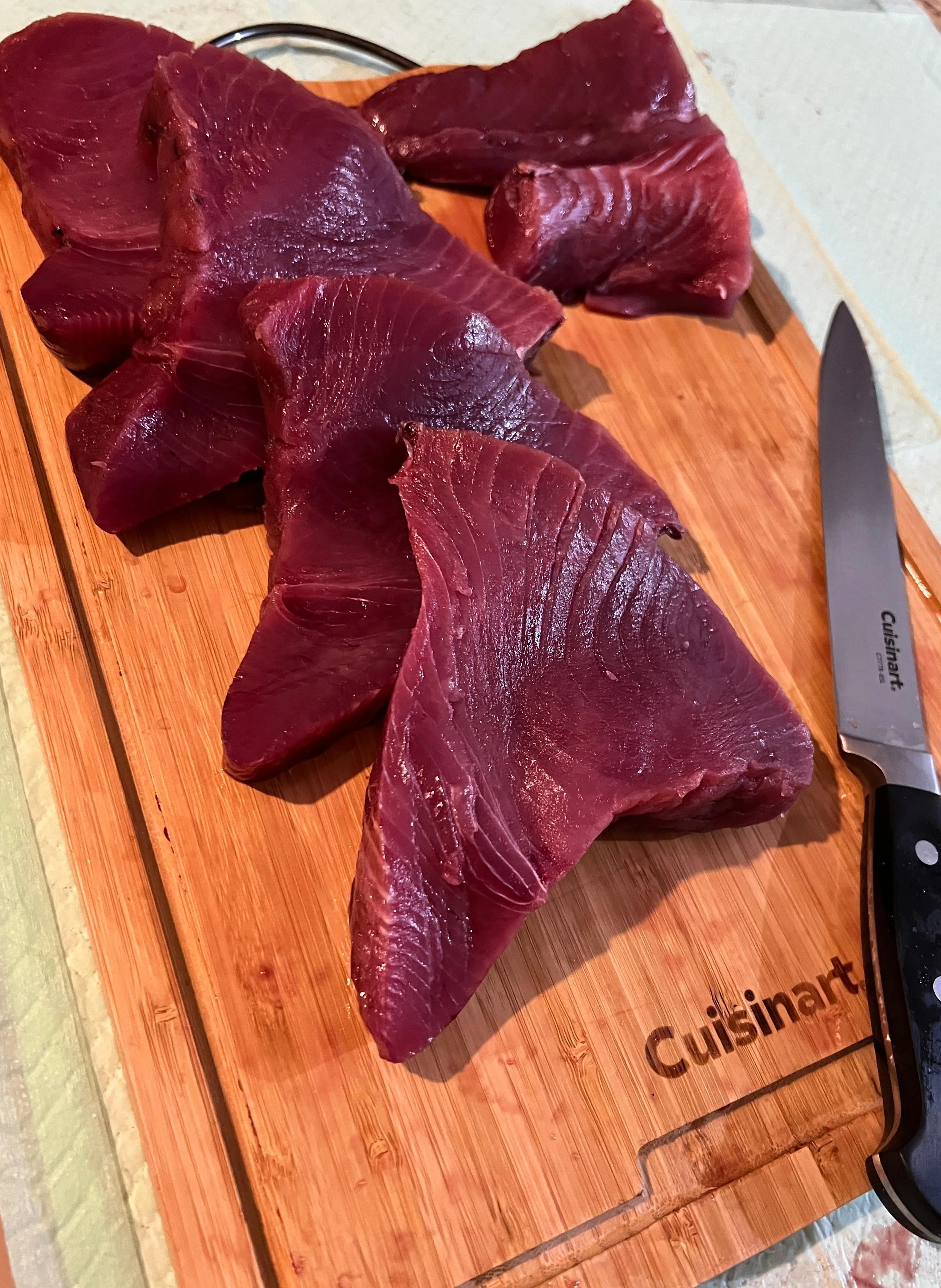 Fresh tuna on a cutting board