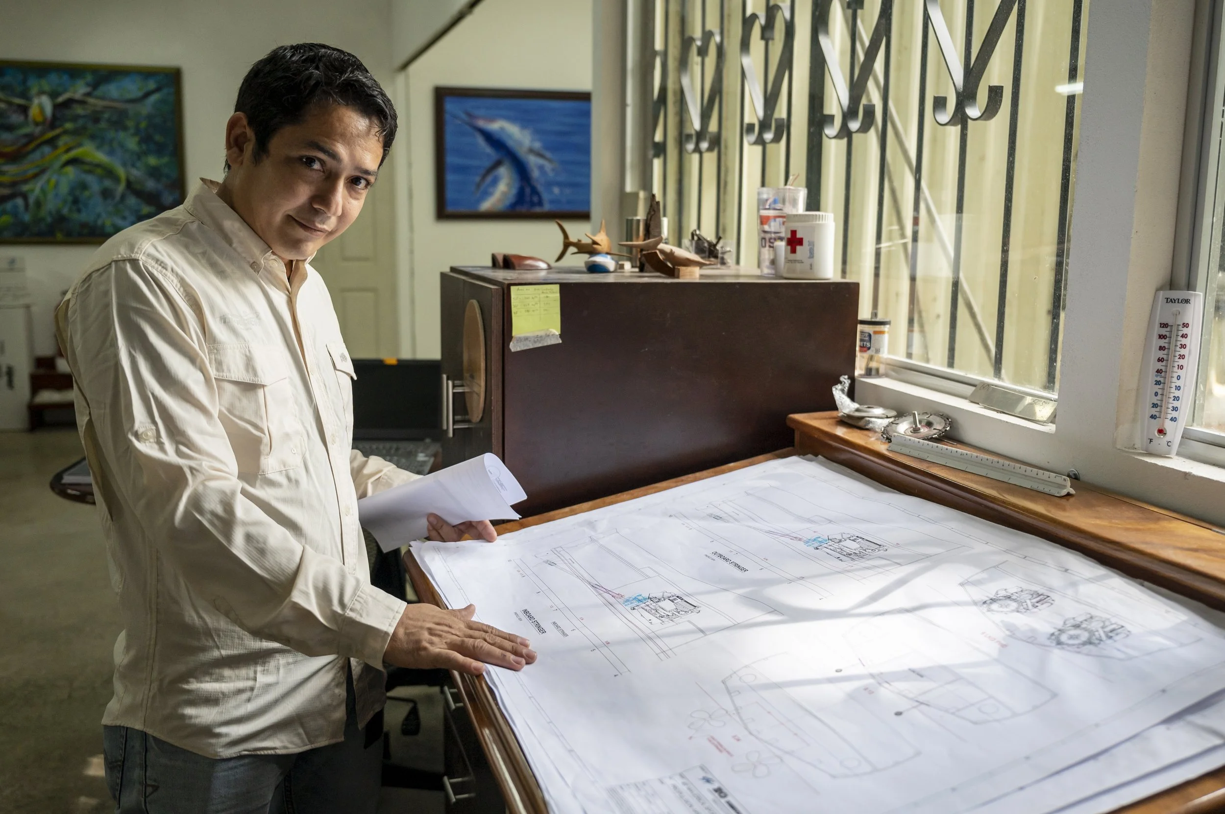 man examining map
