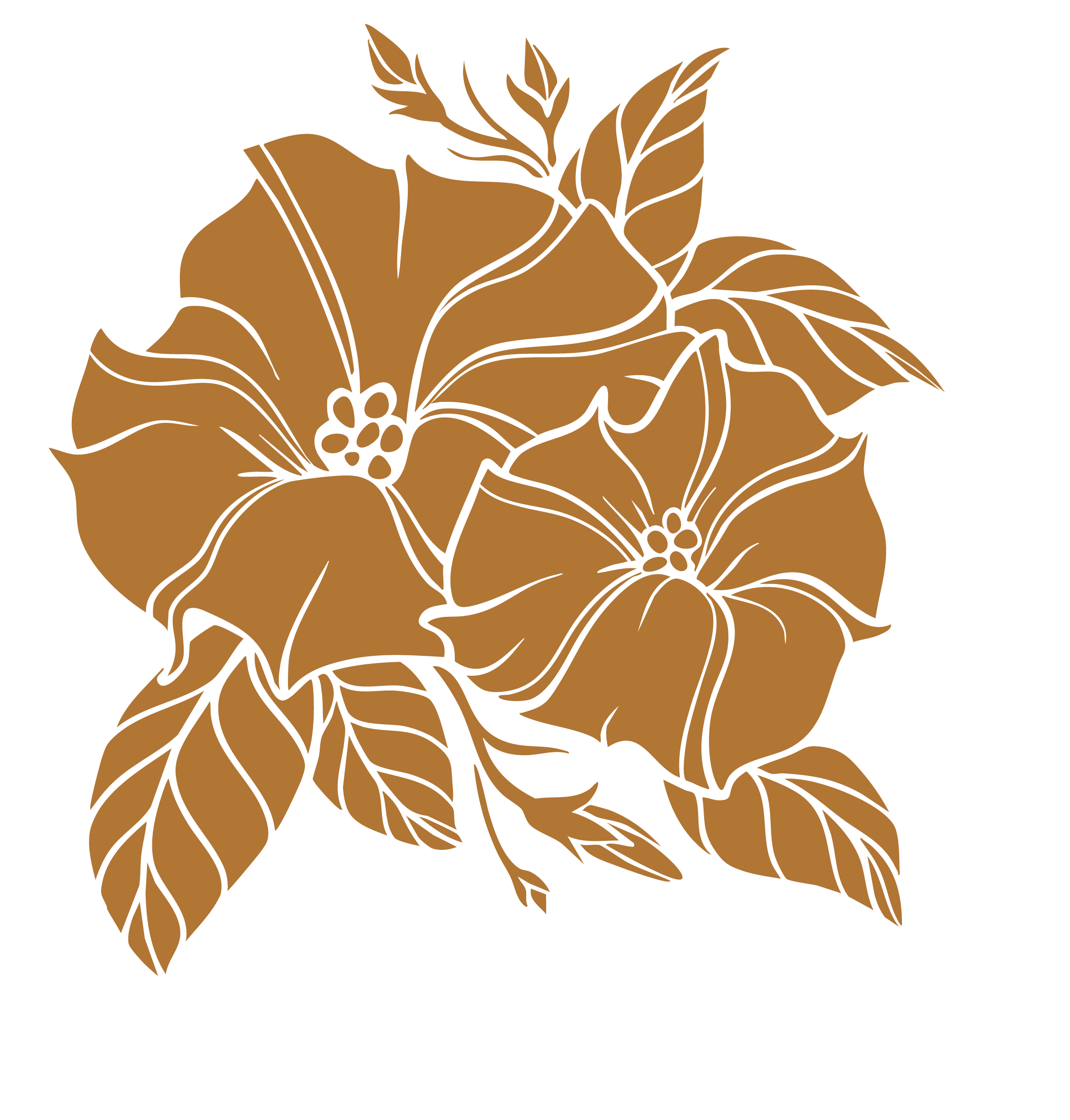 Deep tissue massage Richmond VA. A digital illustration of poinsettia flowers with leaves, in shades of gold and black.