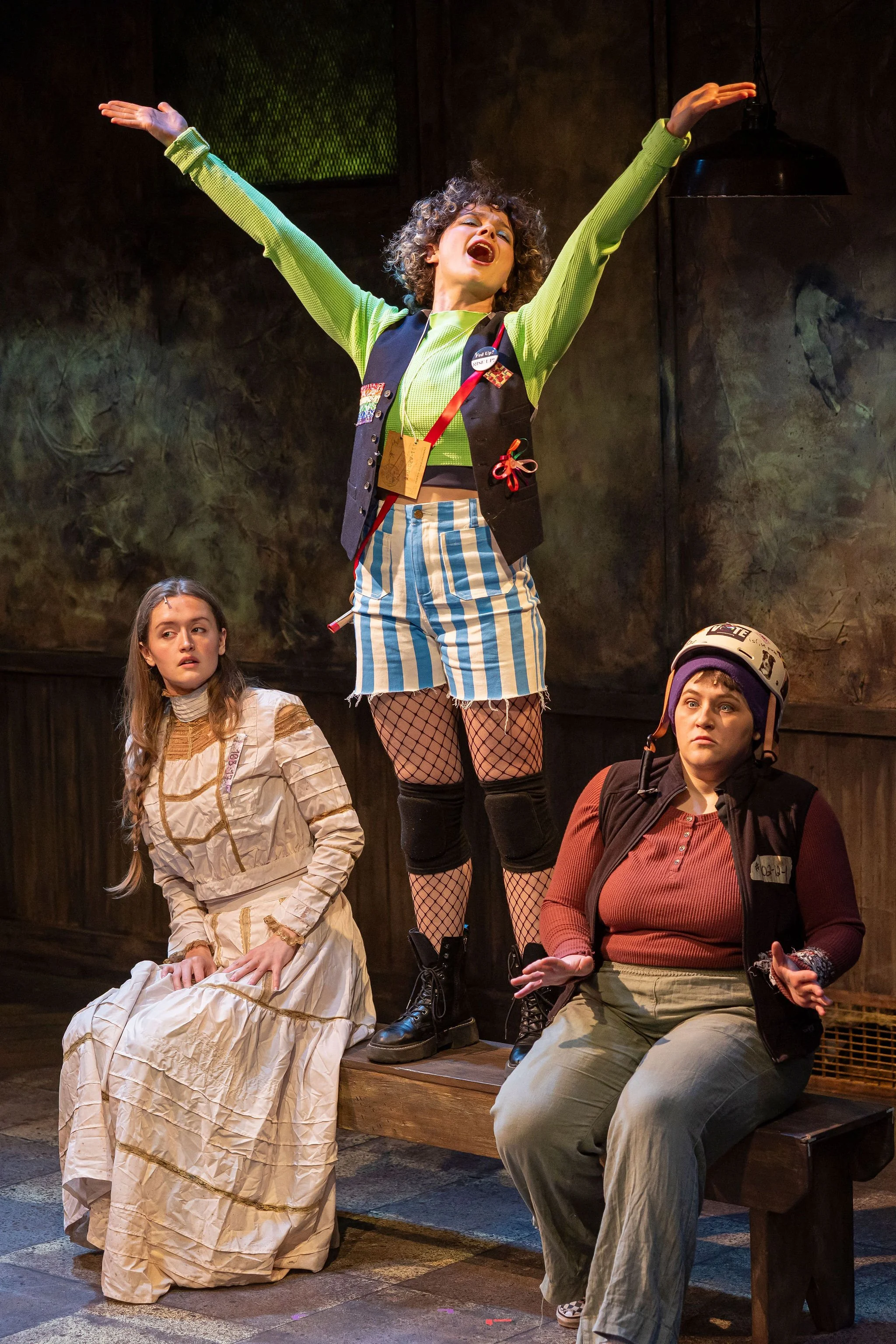 Adia Bowen, Cricket James (Sancho), and Mal Carter  in MAN OF LA MANCHA at Reboot Theatre Company.