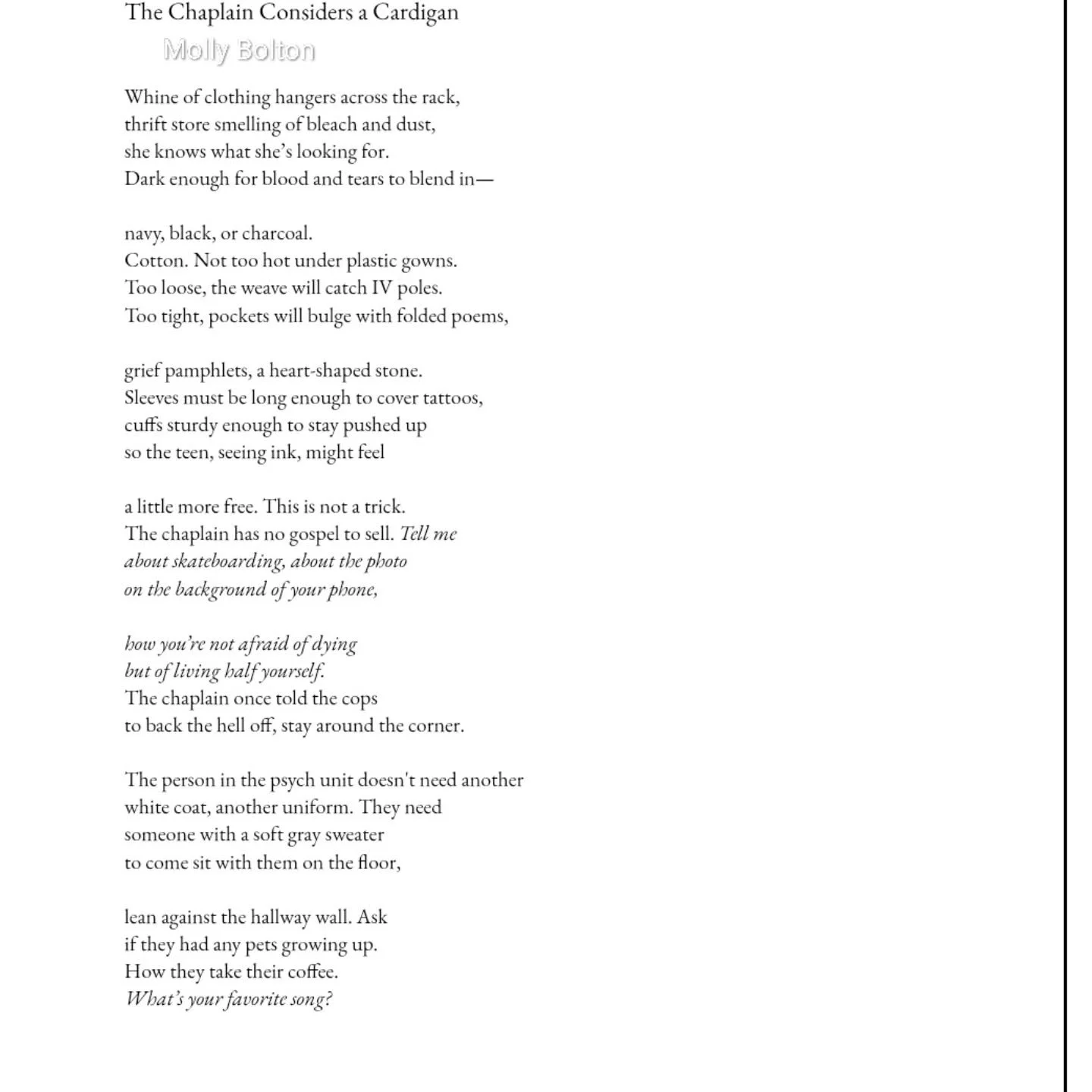One of the 5 poems of mine selected by Maya Popa for the 2025 Tupelo Quarterly Poetry Prize. You can read the rest online at Tupelo Quarterly, issue 36. Honored to be part of such a smart &amp; compassionate publication.