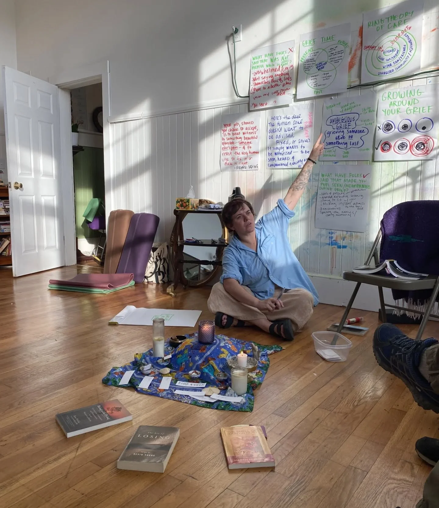 Lovely group of folks present for Intro to Grief Support at @playful_heart_studio. Feeling honored.