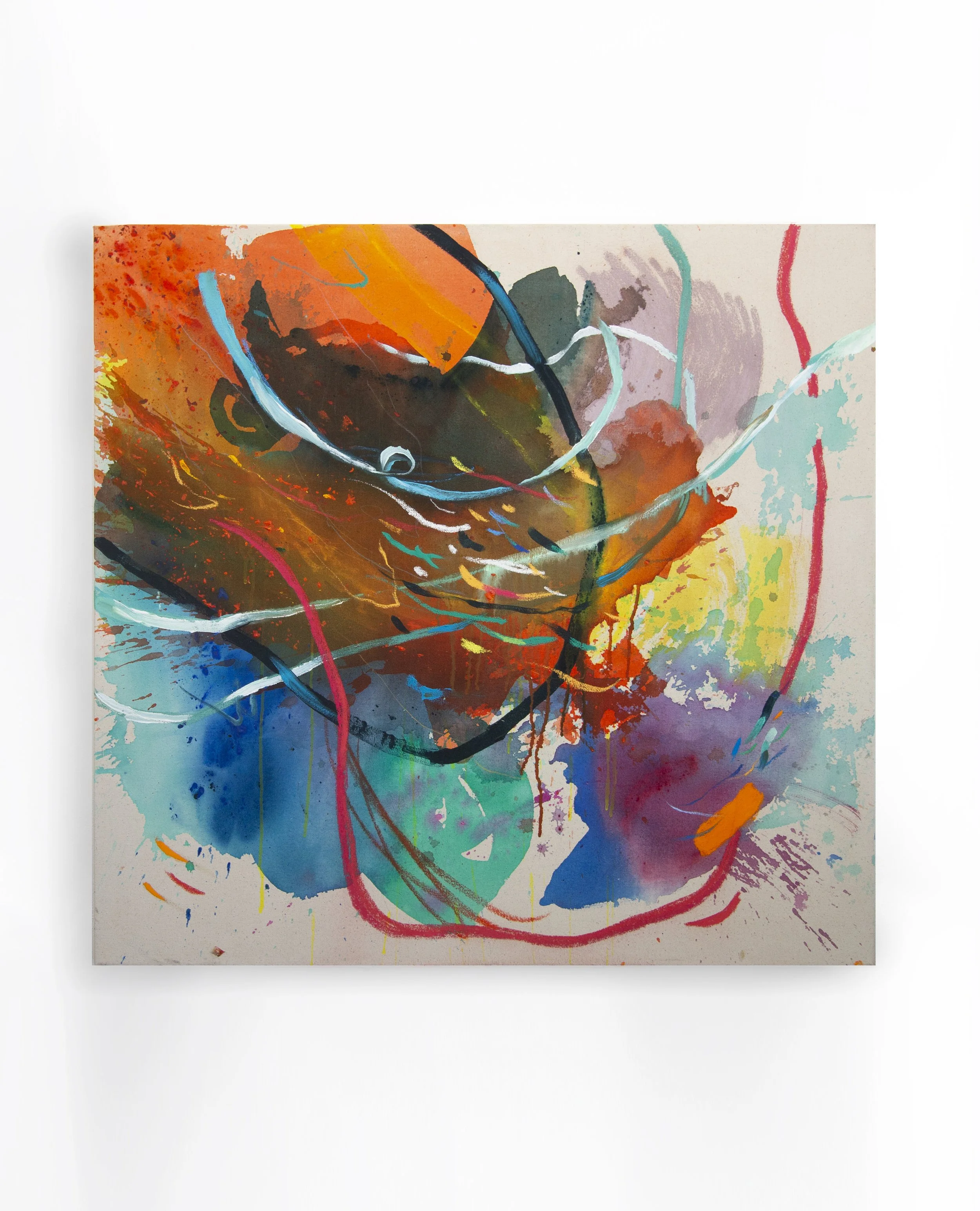 Traveling in Memory,
43”x40”, Mix Media on Canvas, 2022