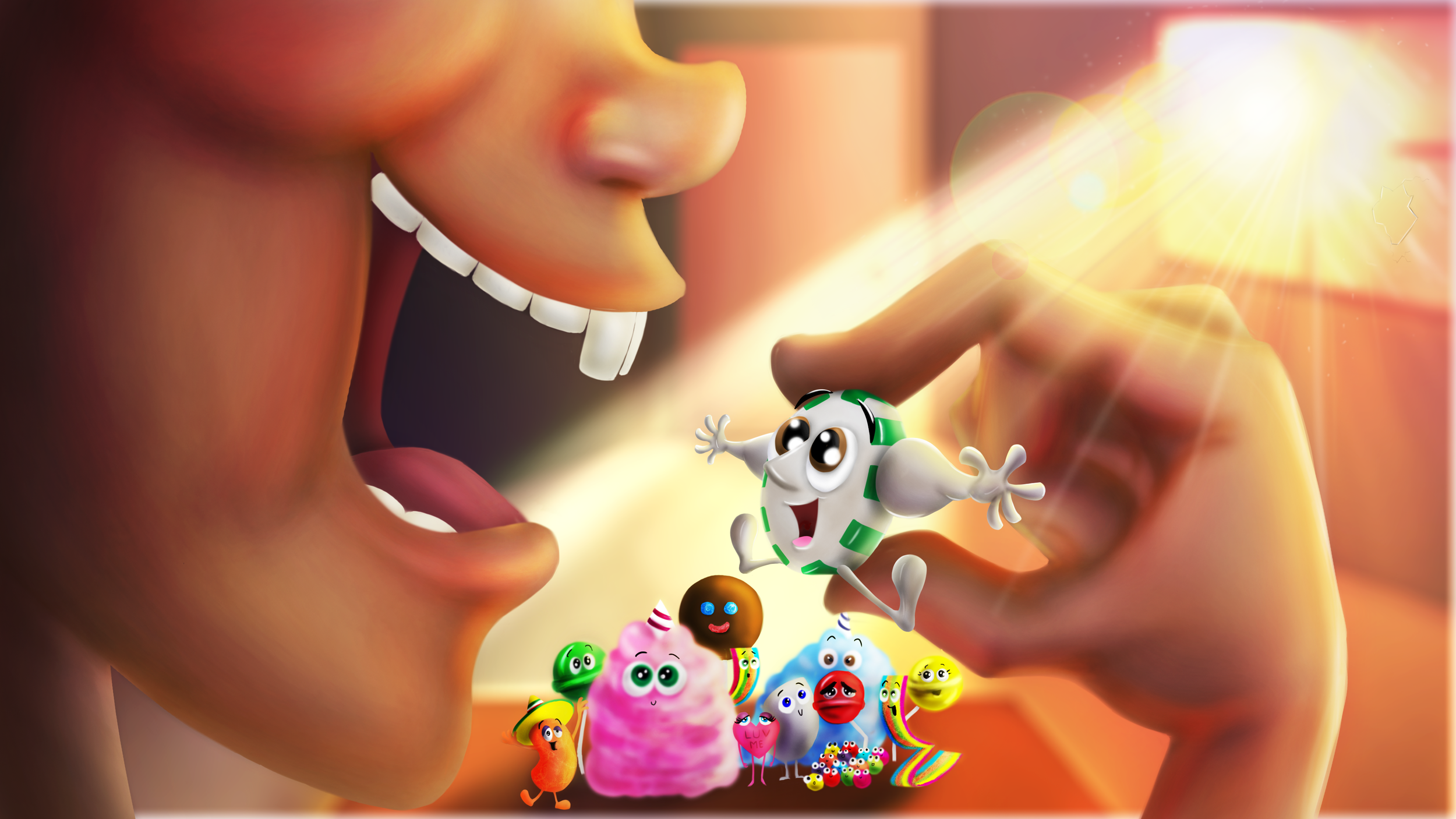 "The moment they all waited for"
After a long night fighting the evil dentist and his minions. Alice, a girl that had never had a candy in her life decided to try a mint for the first time. 
But... What if, Smint the Mint is rejected again?