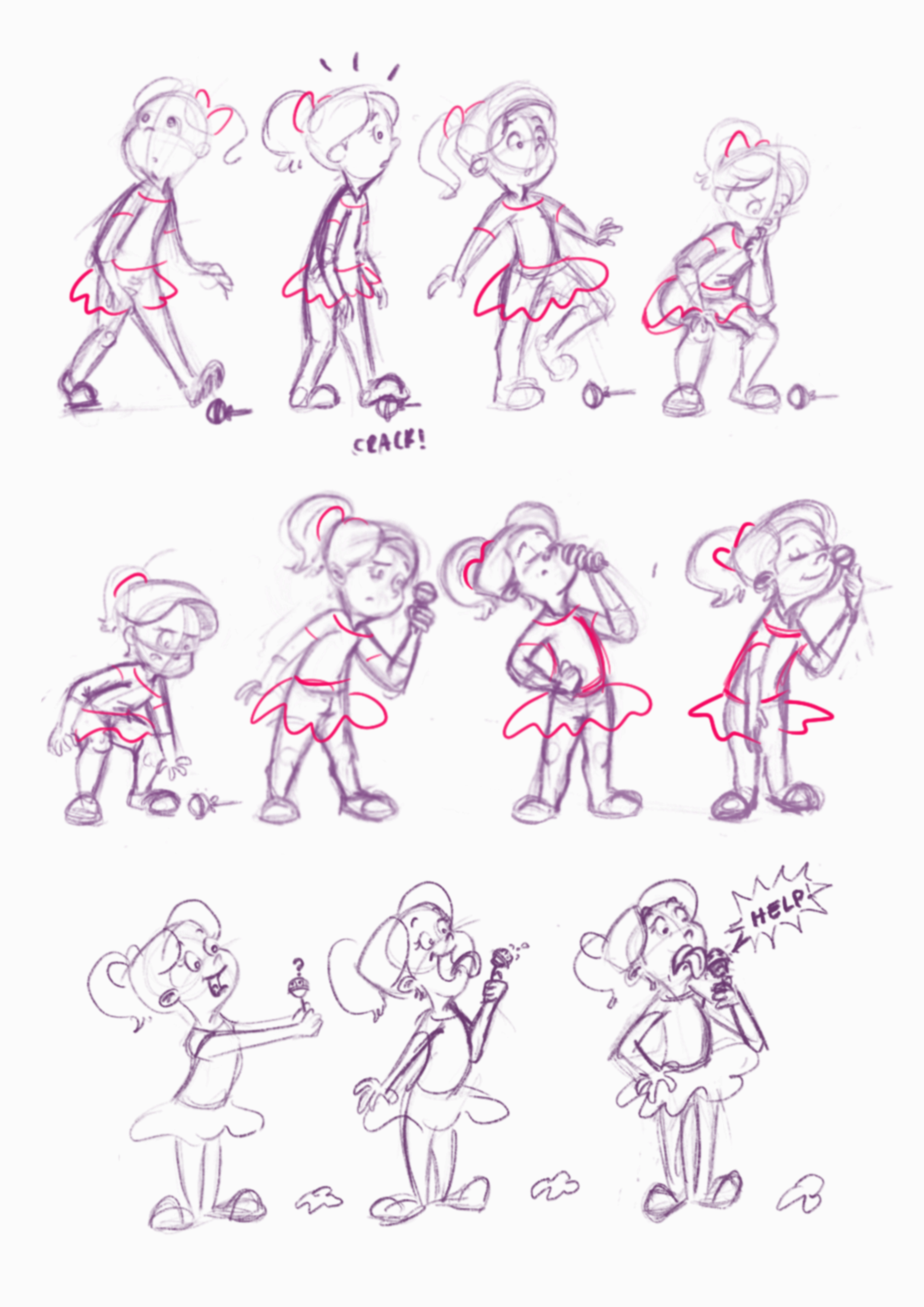 "Rough sketches of Alice finding the lollipop and then realizing it was alive!"