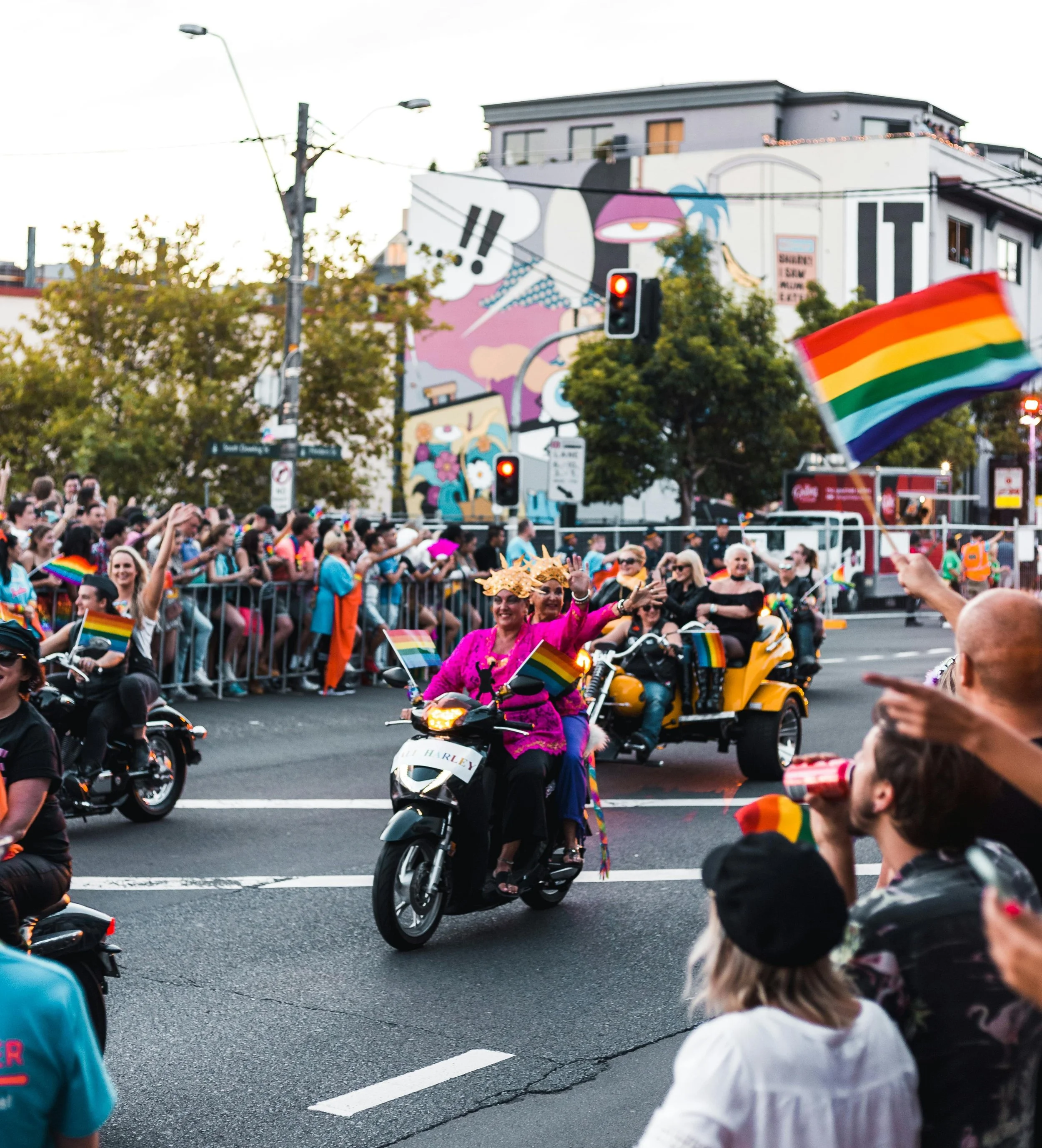 Sydney Gay and Lesbian Mardi Gras parade on Oxford Street with LGBTQ community
