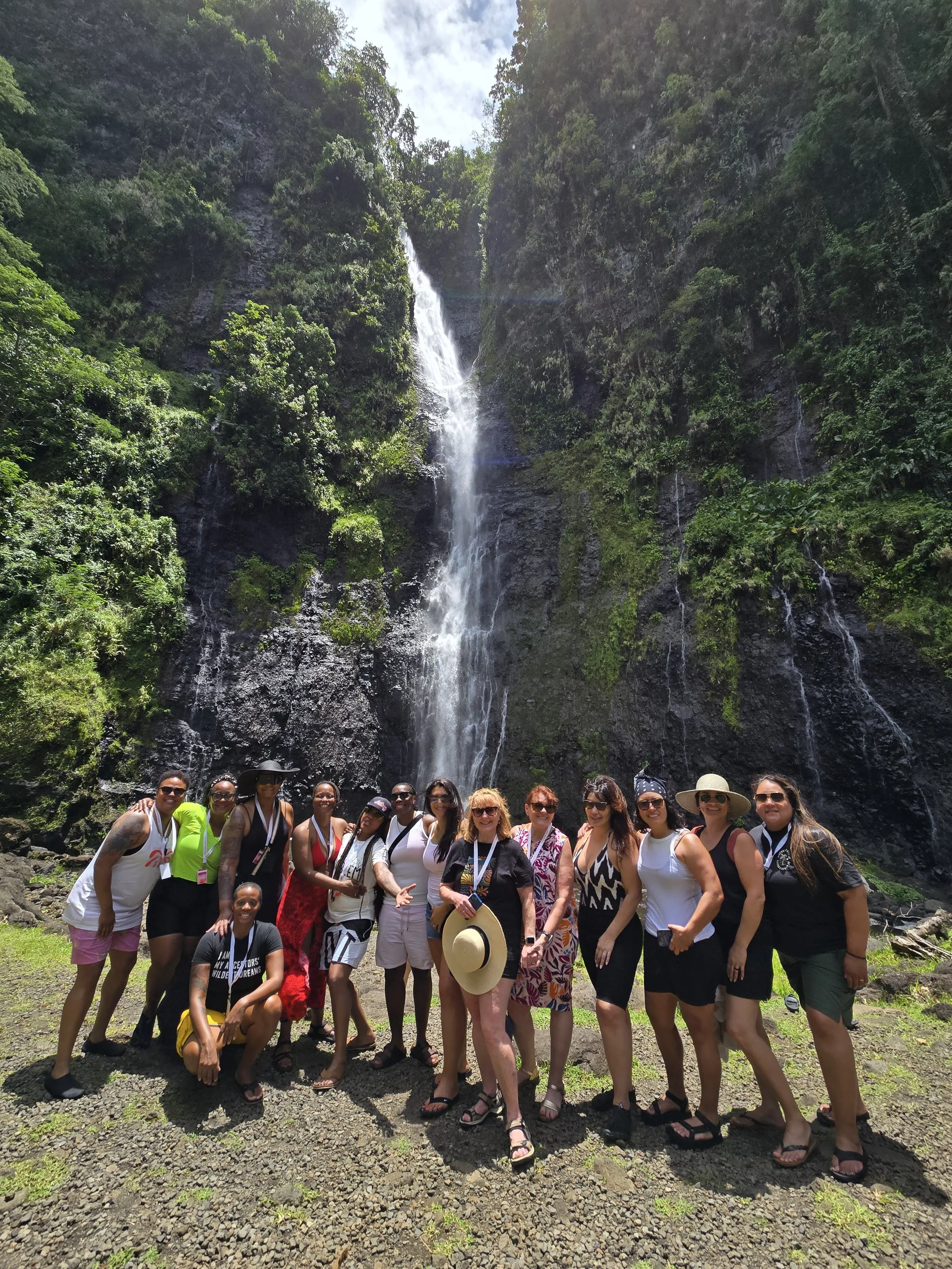 LGBTQ women celebrating together in Tahiti, French Polynesia on a Ladies Touch Travel 2027 group trip