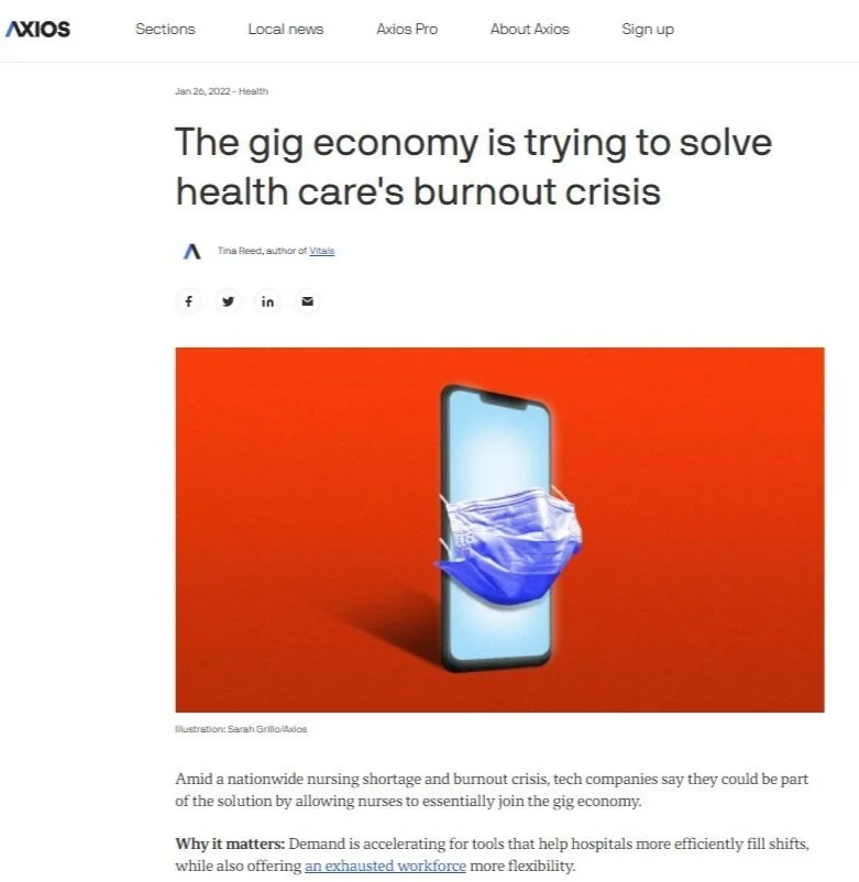 Axios: The gig economy is trying to solve health care's burnout crisis