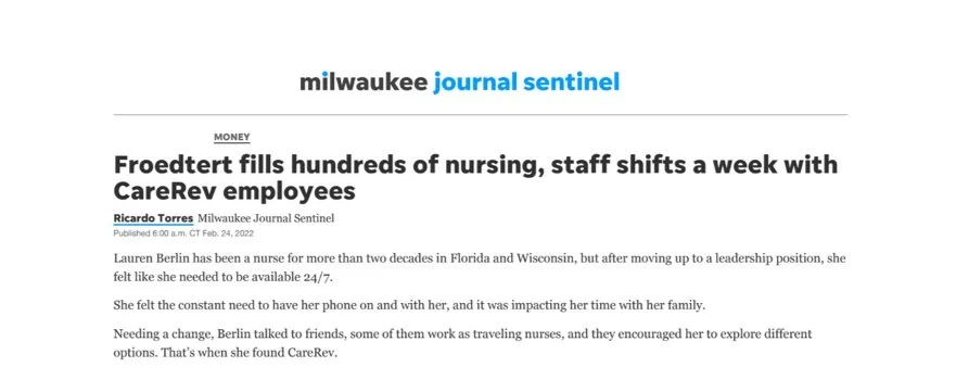 Froedtert fills hundreds of nursing, staff shifts a week with CareRev employees