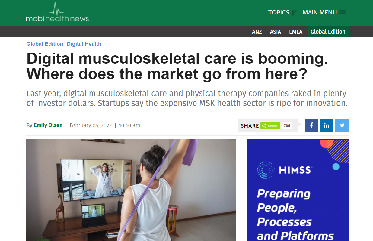 MobiHealthNews: Digital musculoskeletal care is booming. Where does the market go from here?