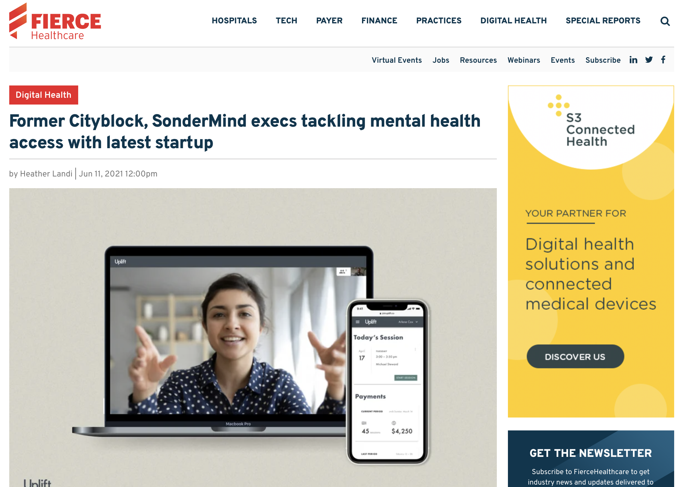 Fierce Healthcare: Former Cityblock, SonderMind Execs Tackling Mental Health Access with Latest Startup
