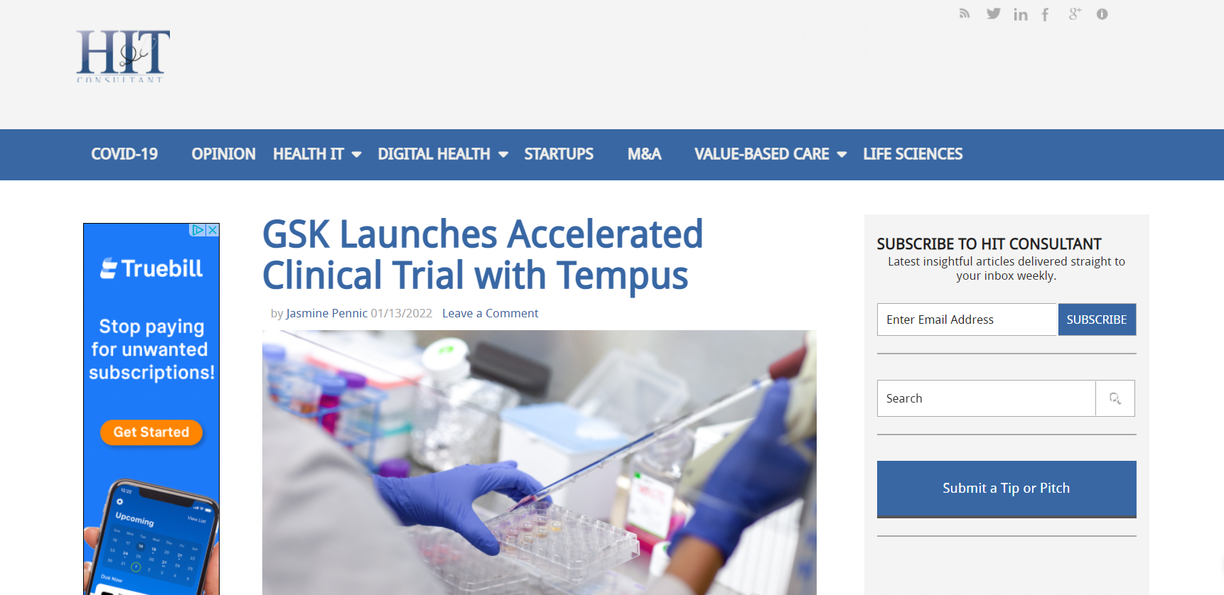 HIT Consultant: GSK Launches Accelerated Clinical Trial with Tempus