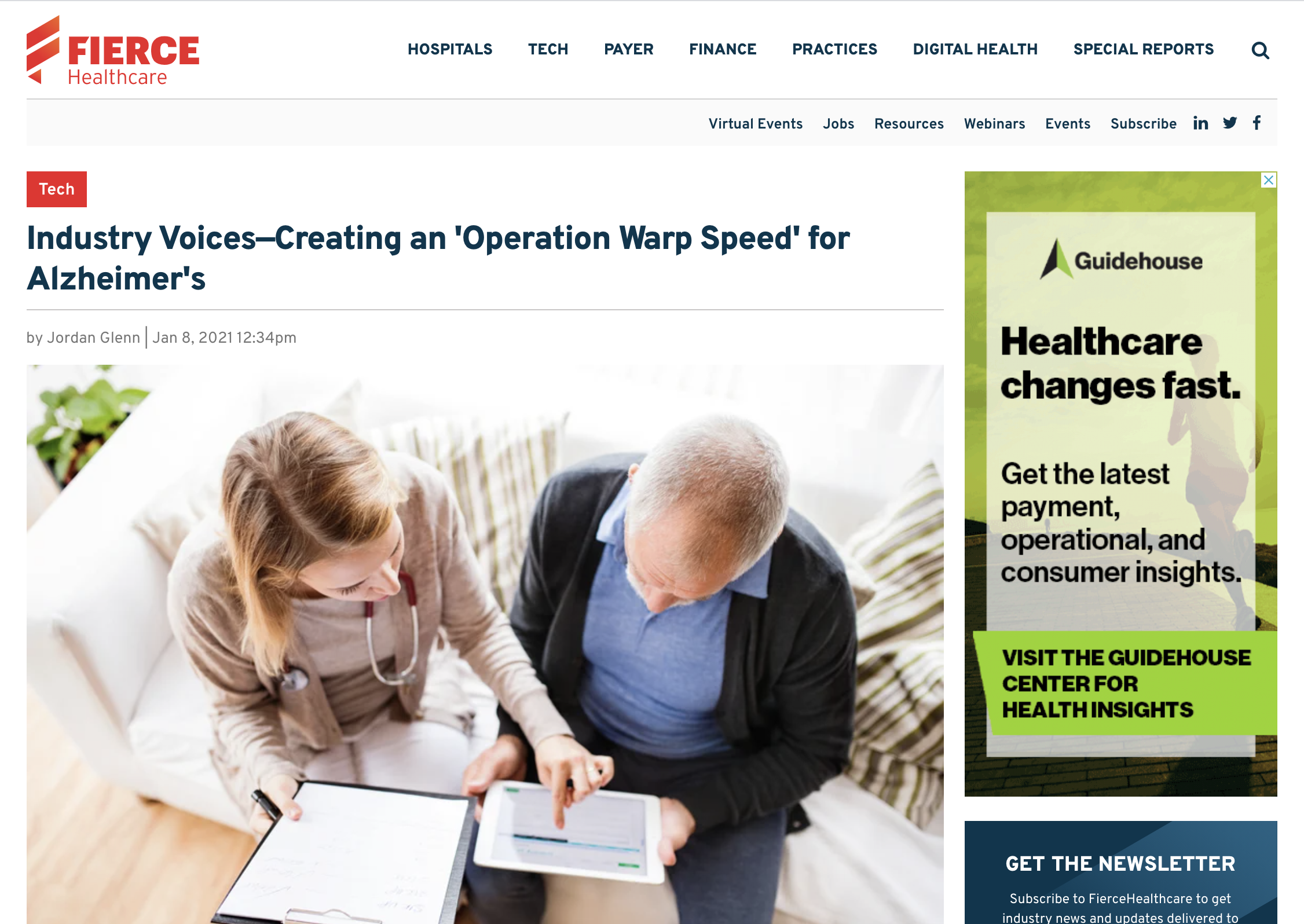 Fierce Healthcare: Industry Voices—Creating an 'Operation Warp Speed' for Alzheimer's