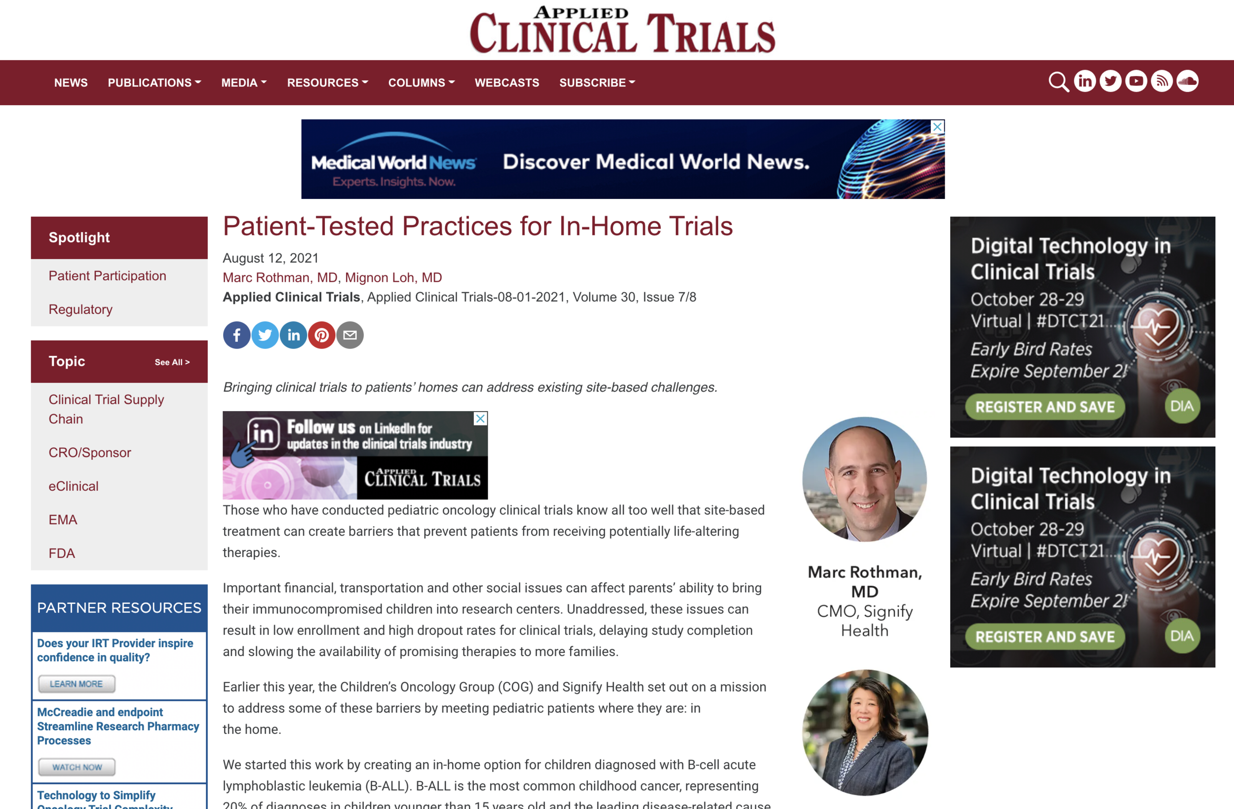 Applied Clinical Trials: Patient-Tested Practices for In-Home Trials