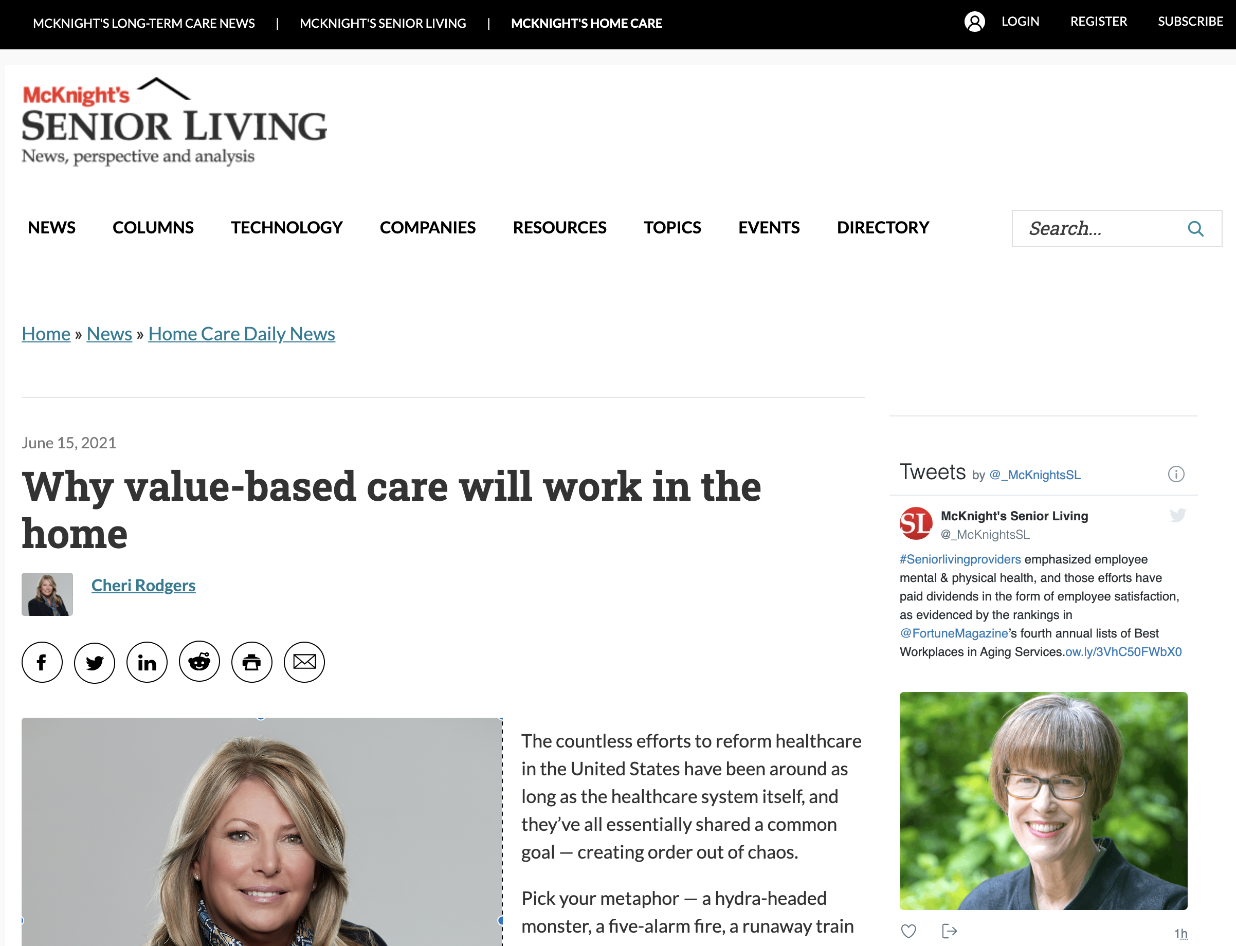 McKnight's Senior Living: Why Value-Based Care Will Work in the Home
