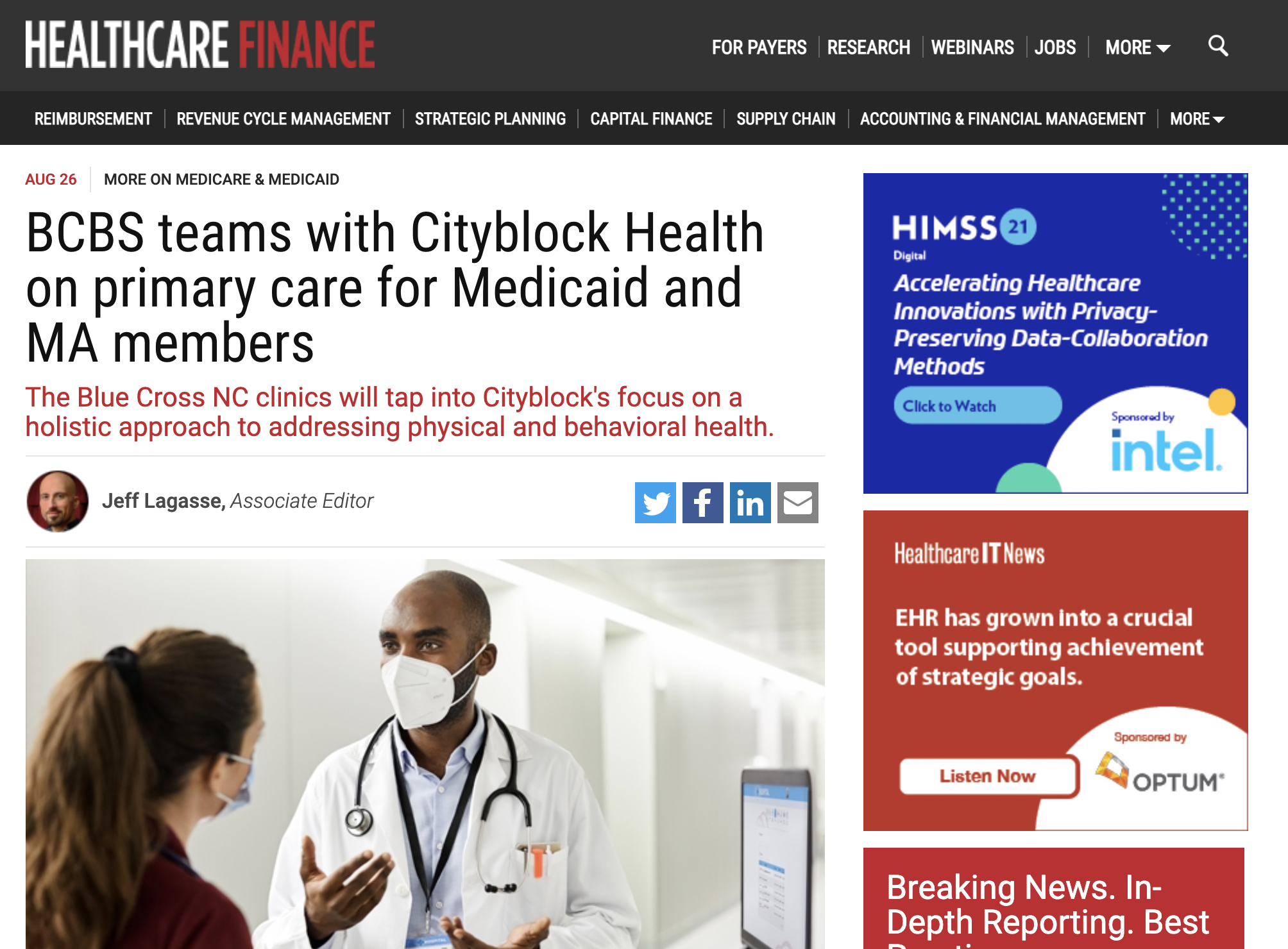 Healthcare Finance: BCBS Teams With Cityblock Health on Primary Care for Medicaid and MA Members