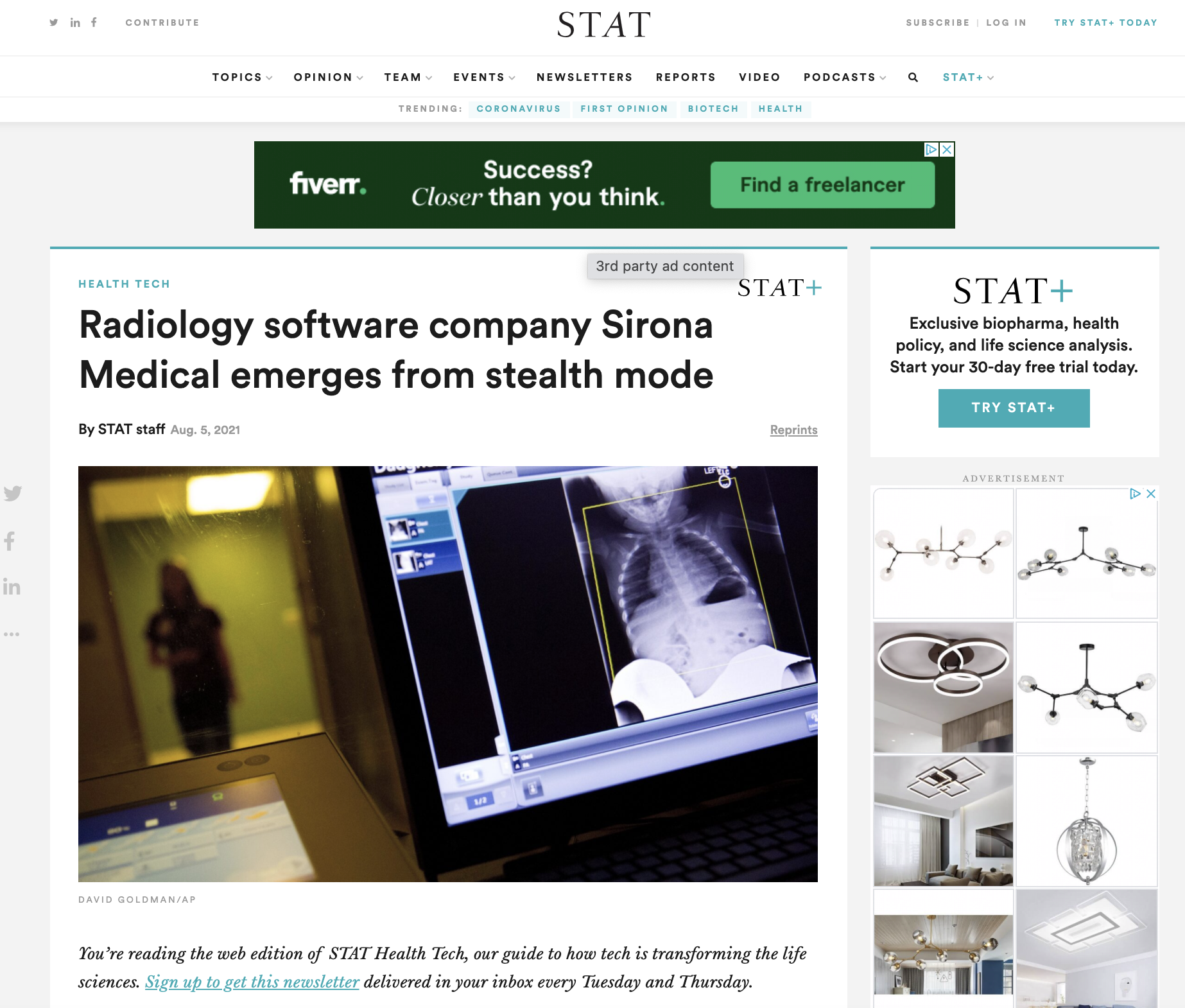 STAT: Radiology Software Company Sirona Medical Emerges From Stealth Mode