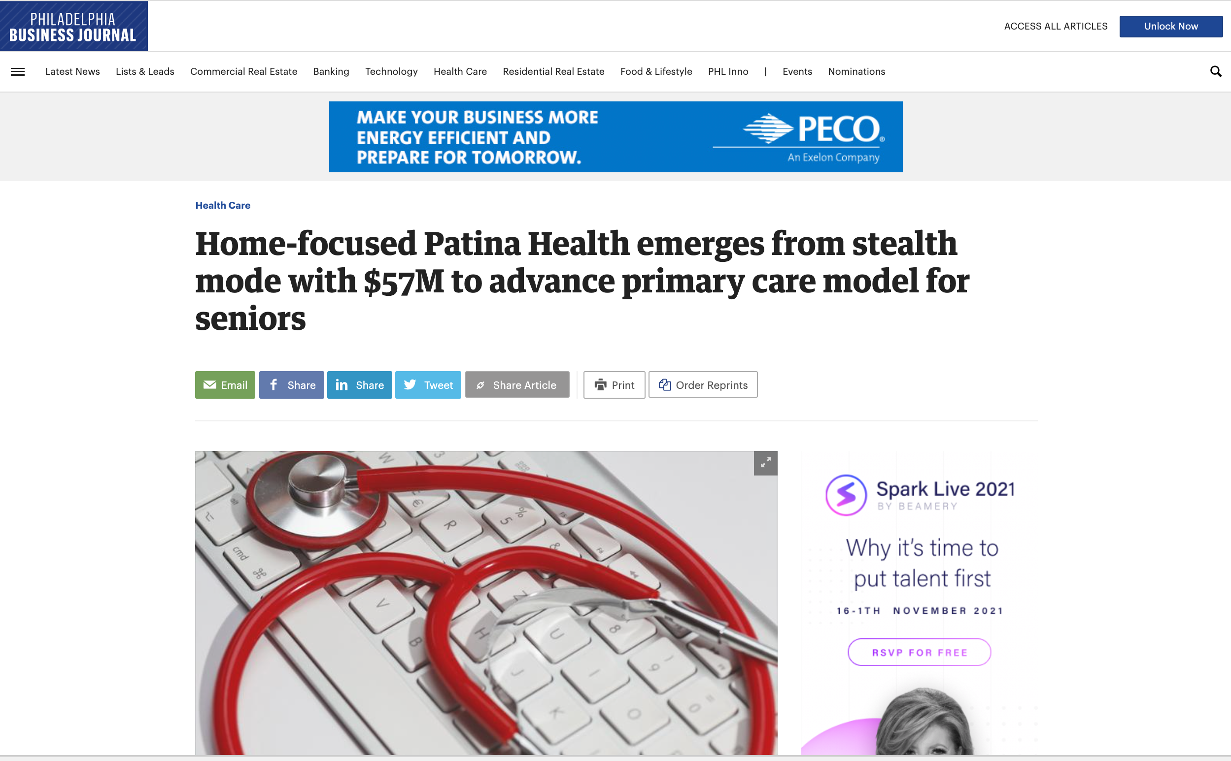 Philadelphia Business Journal: Home-Focused Patina Health Emerges From Stealth Mode with $57M to Advance Primary Care Model for Seniors