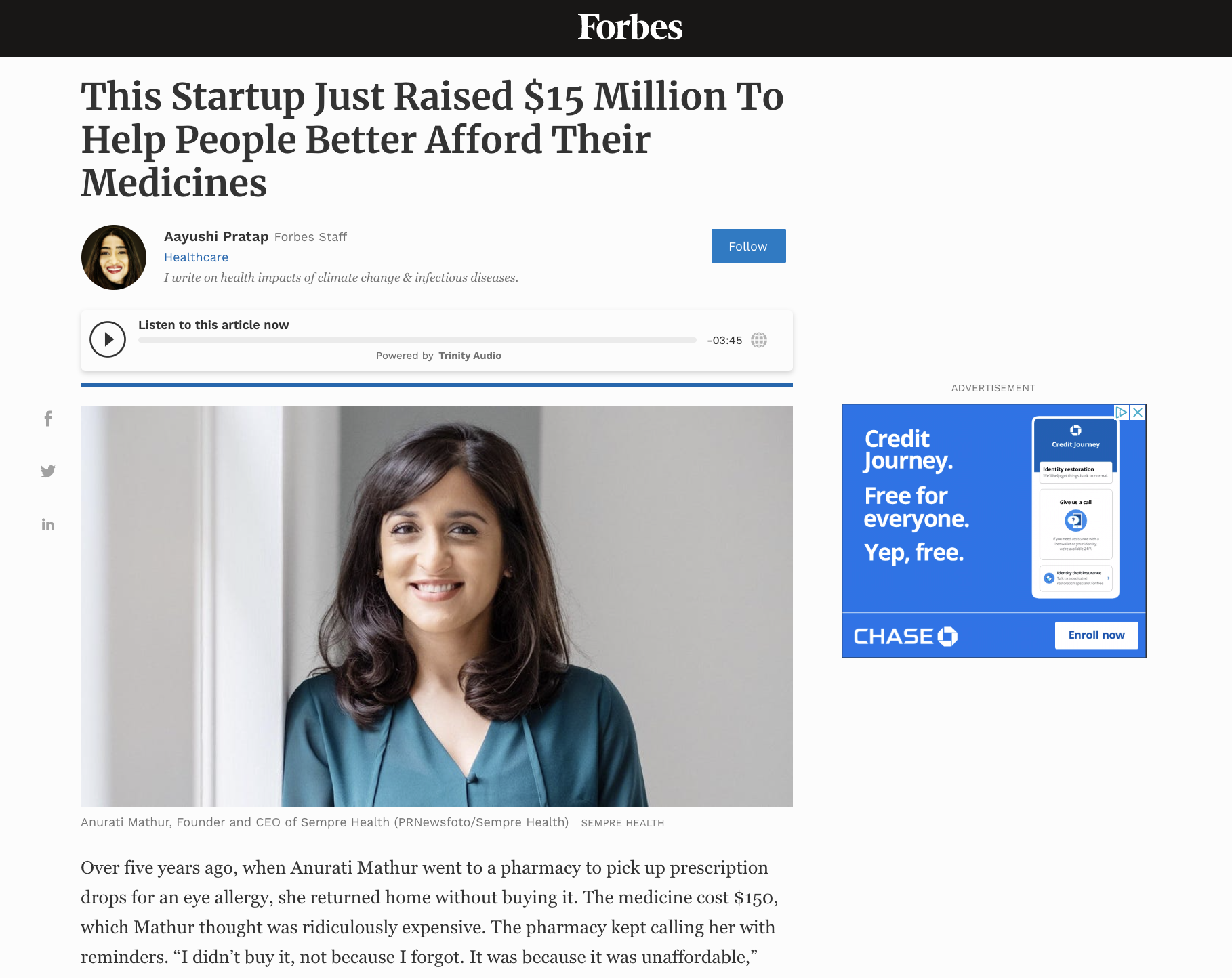 Forbes: This Startup Just Raised $15 Million To Help People Better Afford Their Medicines
