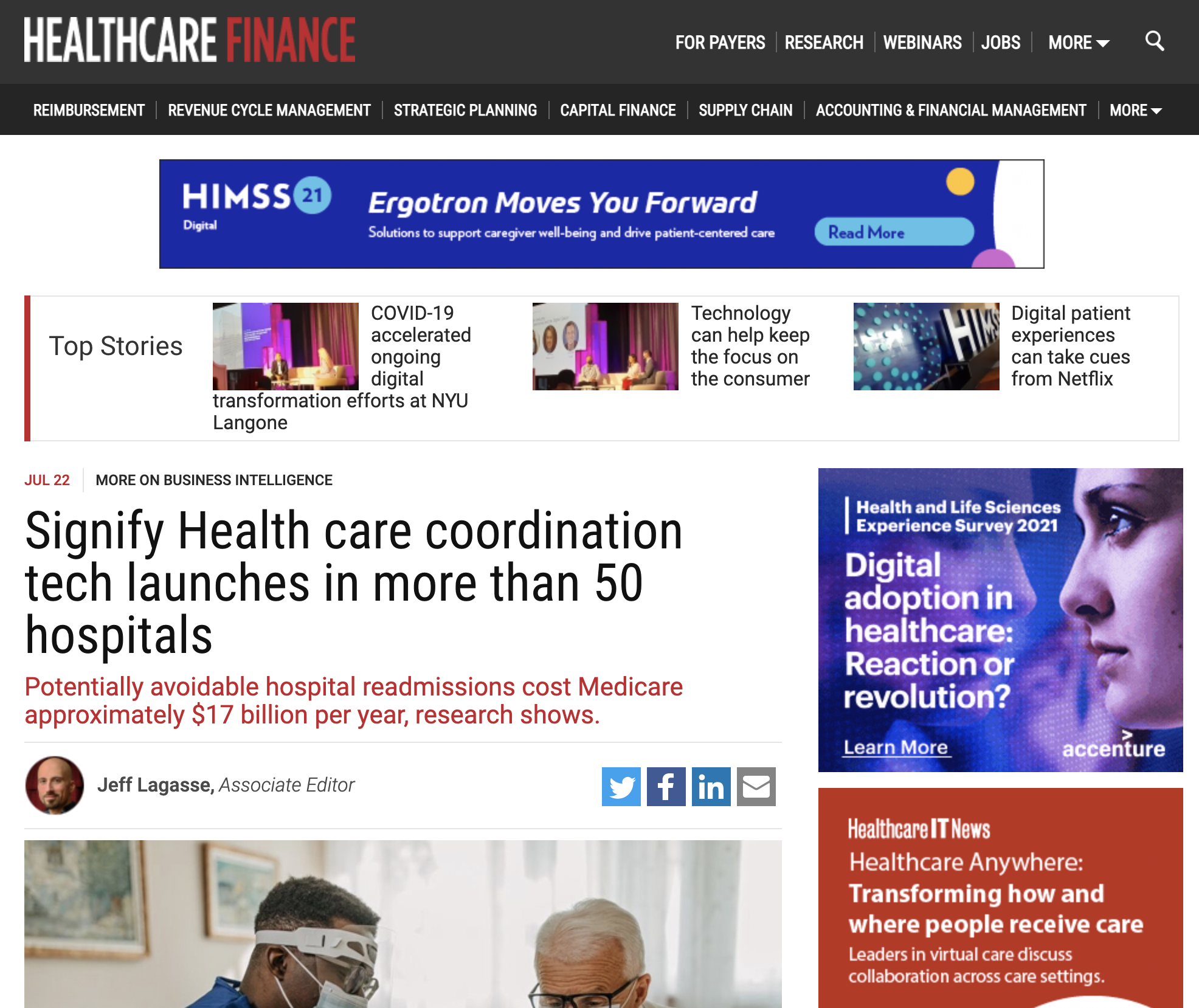 Healthcare Finance: Signify Health Care Coordination Tech Launches in More Than 50 Hospitals
