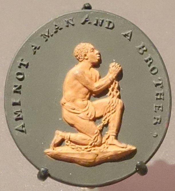 Am I not a Man and a Brother, medallion modelled by William H. Hackwood, Wedgwood, Etruria, England, c. 1786, tinted stoneware - Brooklyn Museum