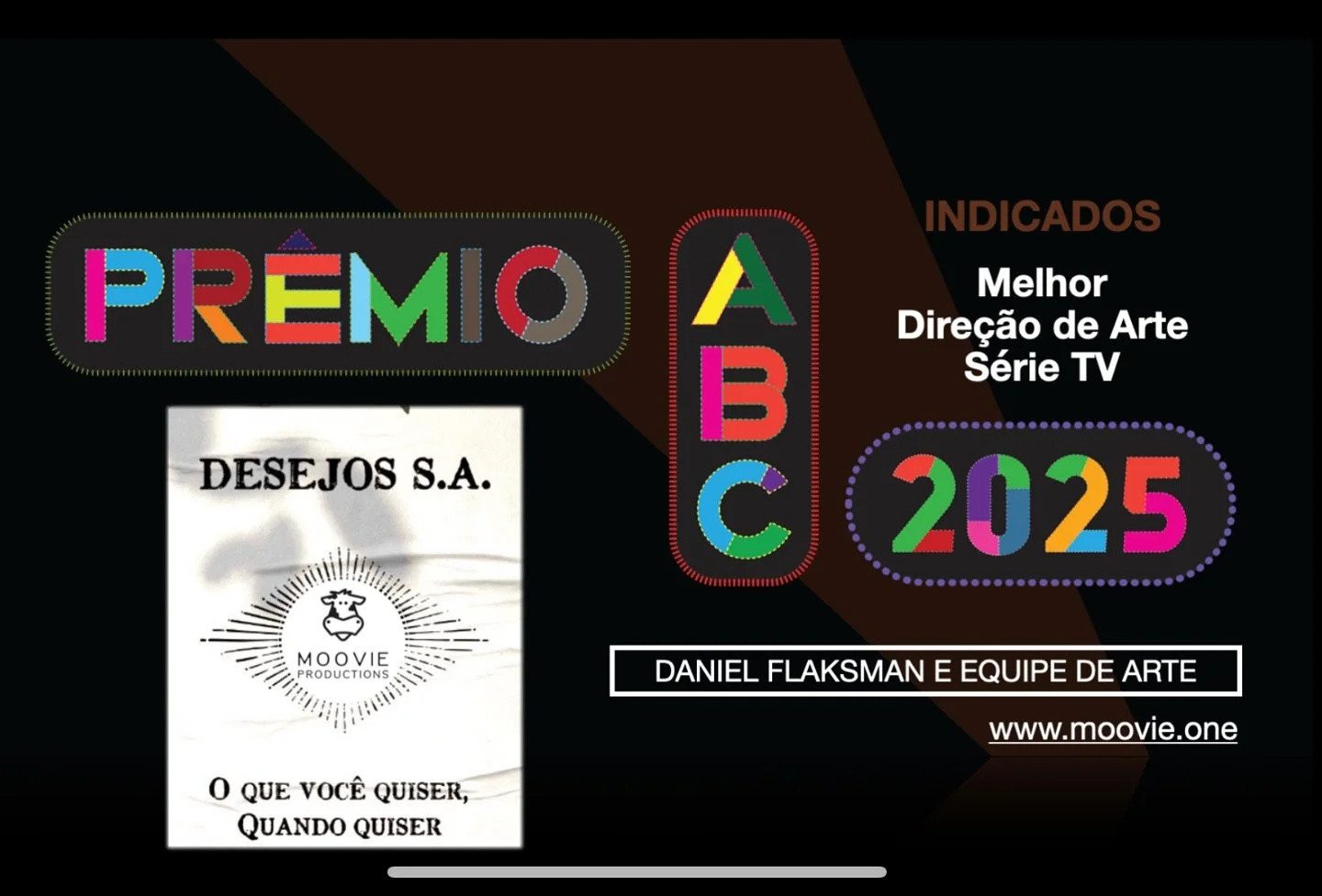 Felizes pelo reconhecimento @abcine @danielflaksman Vamoo @moovie_productions