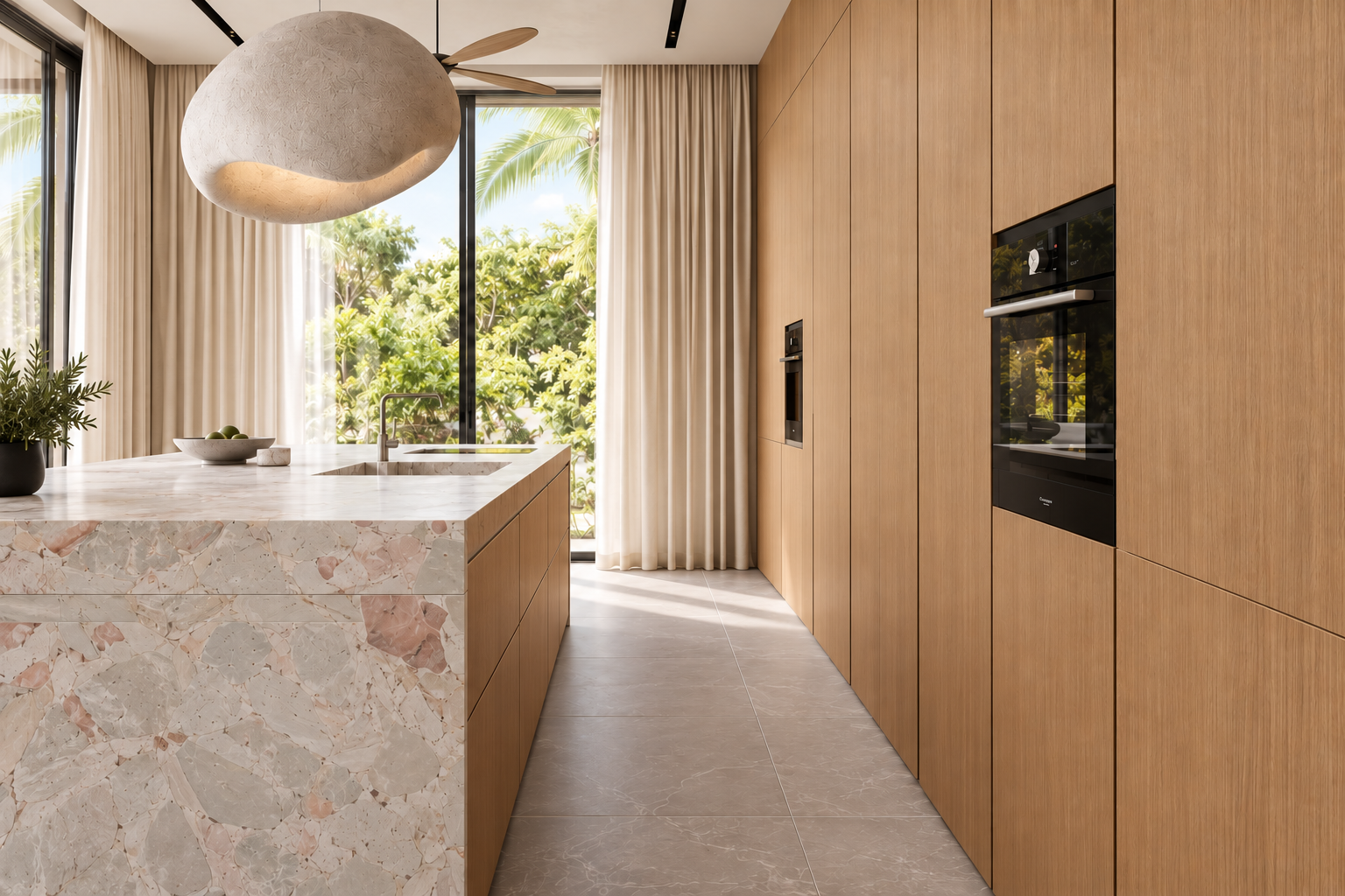 Handleless oak kitchen with blush marble-1.png