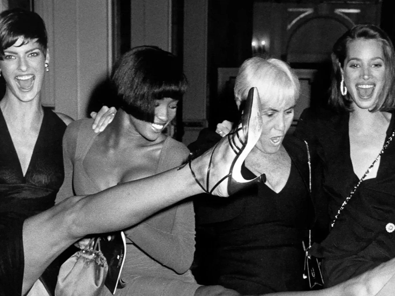 Evangelista, Campbell, Mellon & Turlington, NYC 1989 © Ron Galella