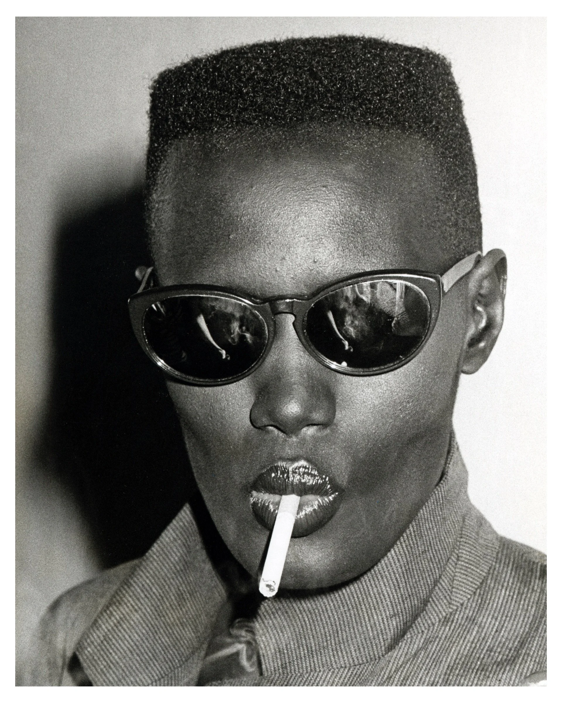 Grace Jones at Black Leatherette Album Premiere Party, Bond’s Club, NYC 1980 © Ron Galella