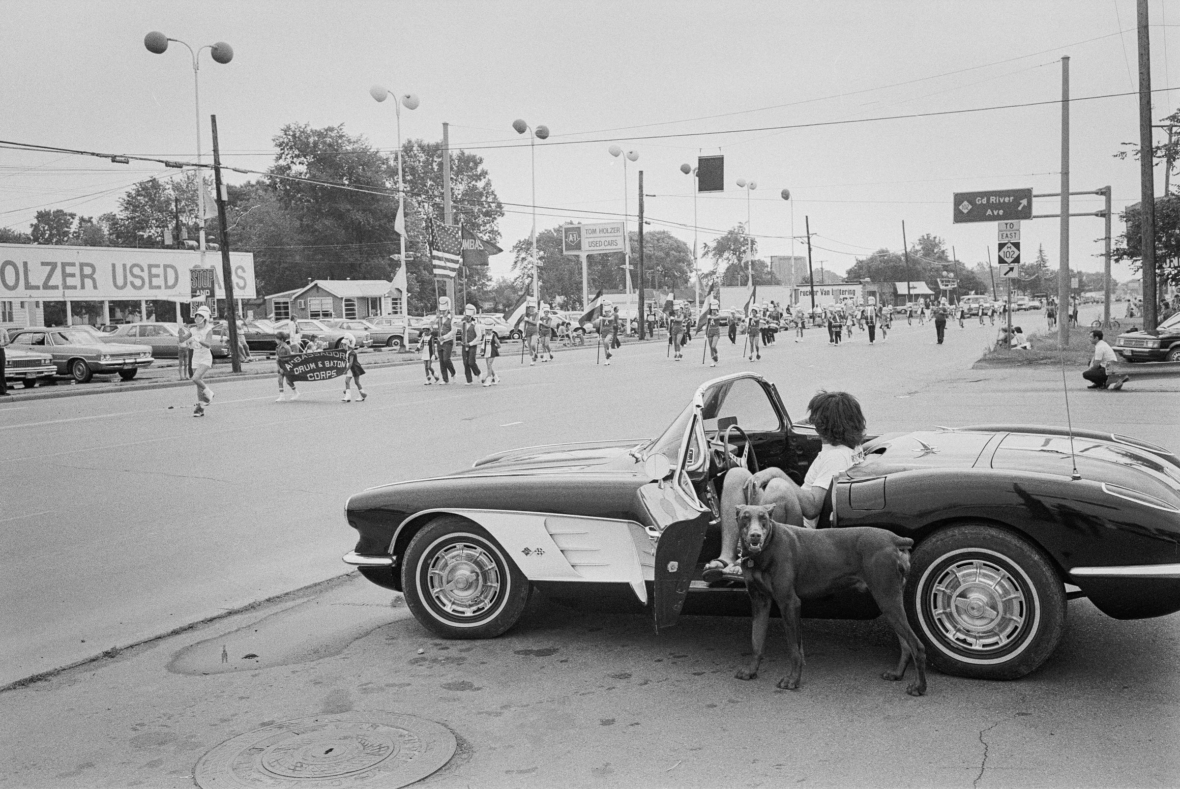 Old Corvette & Dog, Farmington, Michigan, 1978 © Don Hudson 