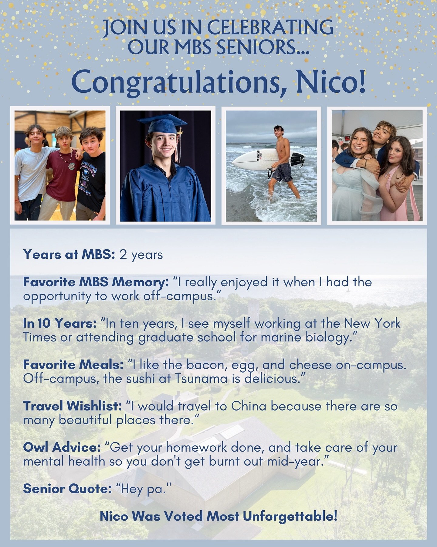 Join us in Celebrating our Seniors! Congratulations Nico! 🎓🌟🦉 #Classof2024