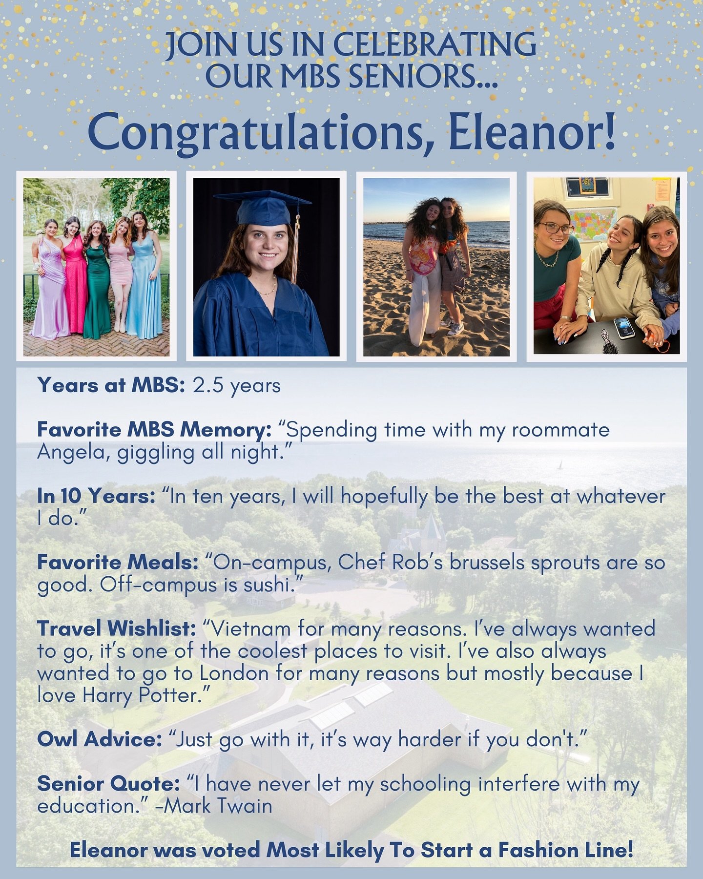 Join us in Celebrating our Seniors! Congratulations Eleanor! 🎓🌟🦉 #Classof2024 #SeniorSpotlight