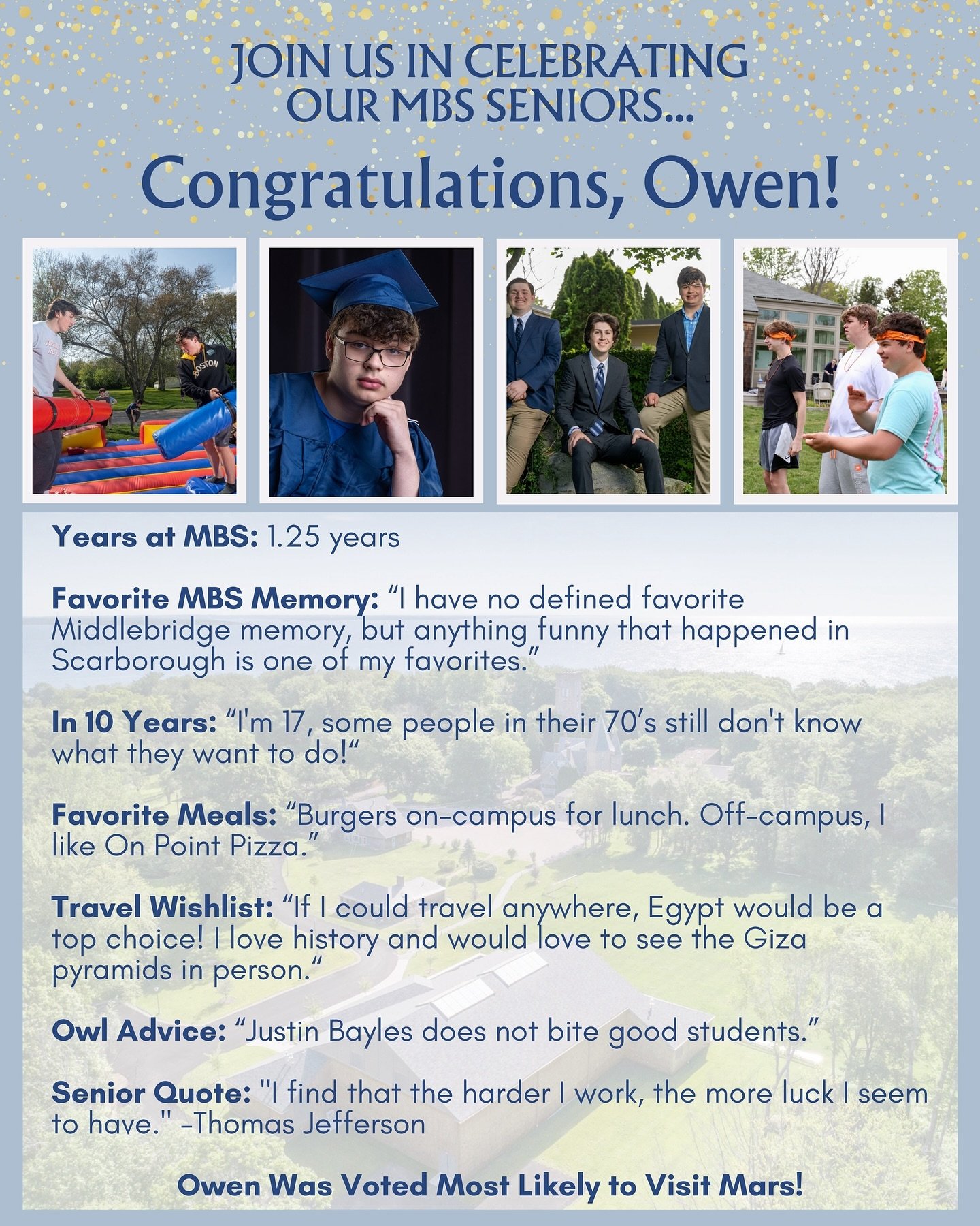 Join us in Celebrating our Seniors! Congratulations Owen! 🎓🌟🦉 #Classof2024 #SeniorSpotlight