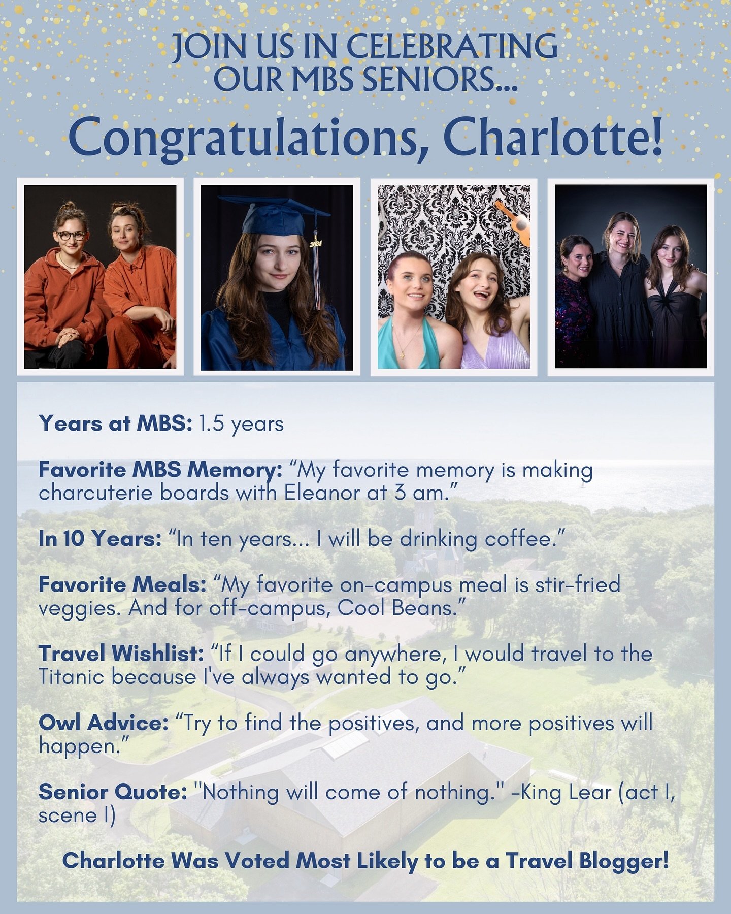 Join us in Celebrating our Seniors! Congratulations Charlotte! 🎓🌟🦉 #Classof2024 #SeniorSpotlight
