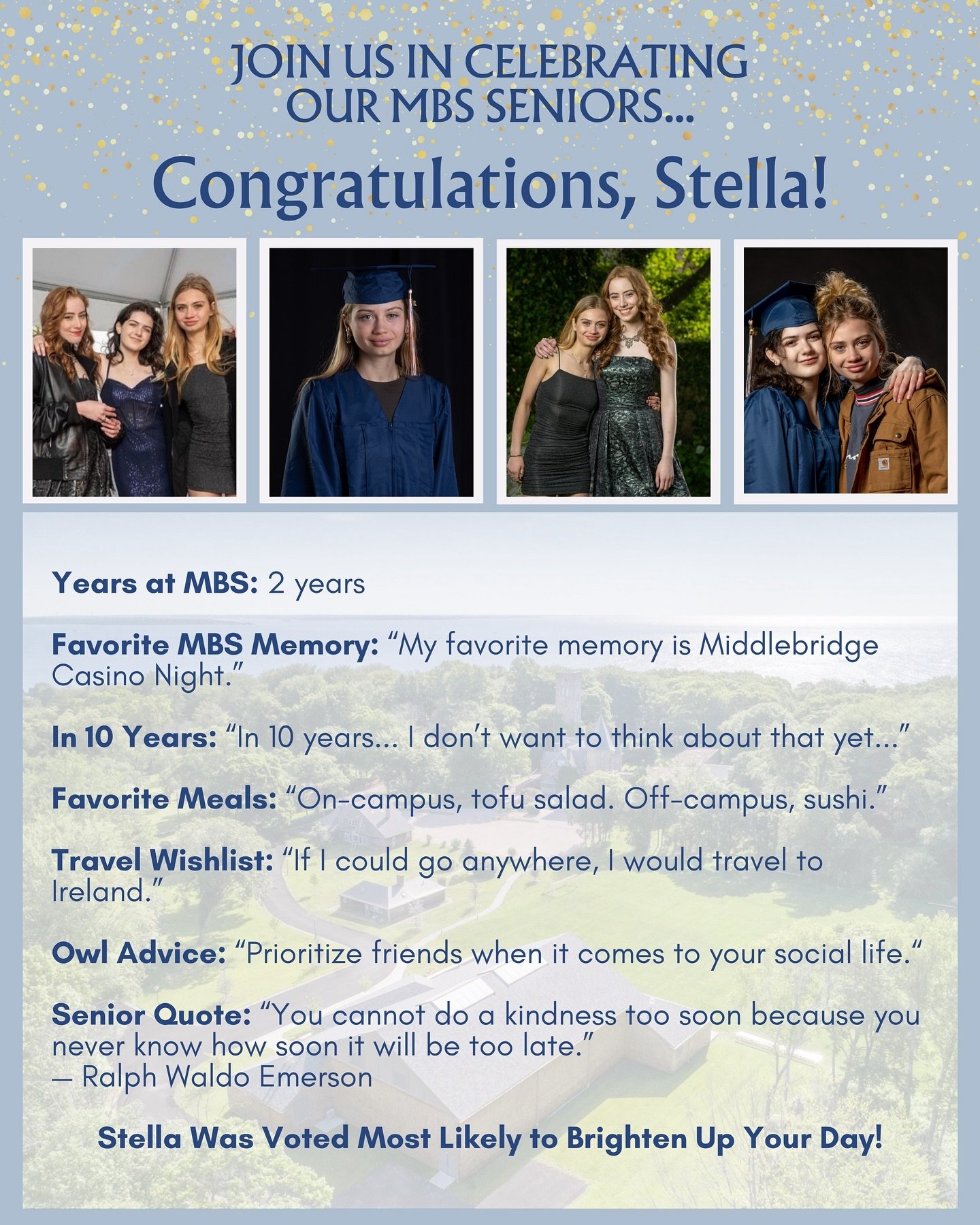 Join us in Celebrating our Seniors! Congratulations Stella! 🎓🌟🦉 #Classof2024 #SeniorSpotlight