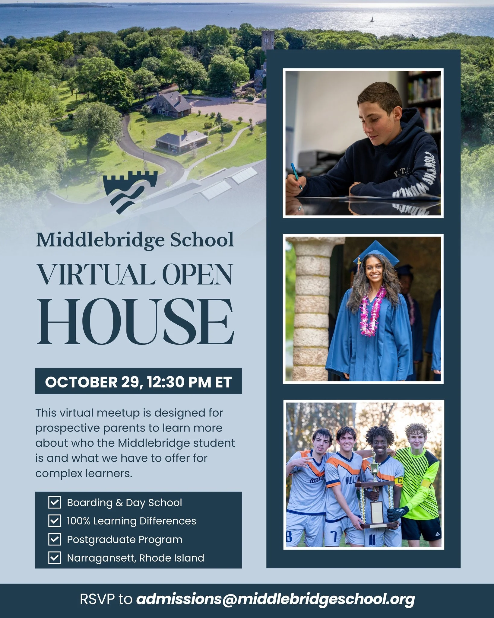 💻✨ You&rsquo;re invited! Join us for our Virtual Open House for Prospective Parents to discover how Middlebridge School empowers students with learning differences to thrive.

📅 October 29 &bull; 12:30 PM ET
✉️ RSVP to admissions@middlebridgeschool