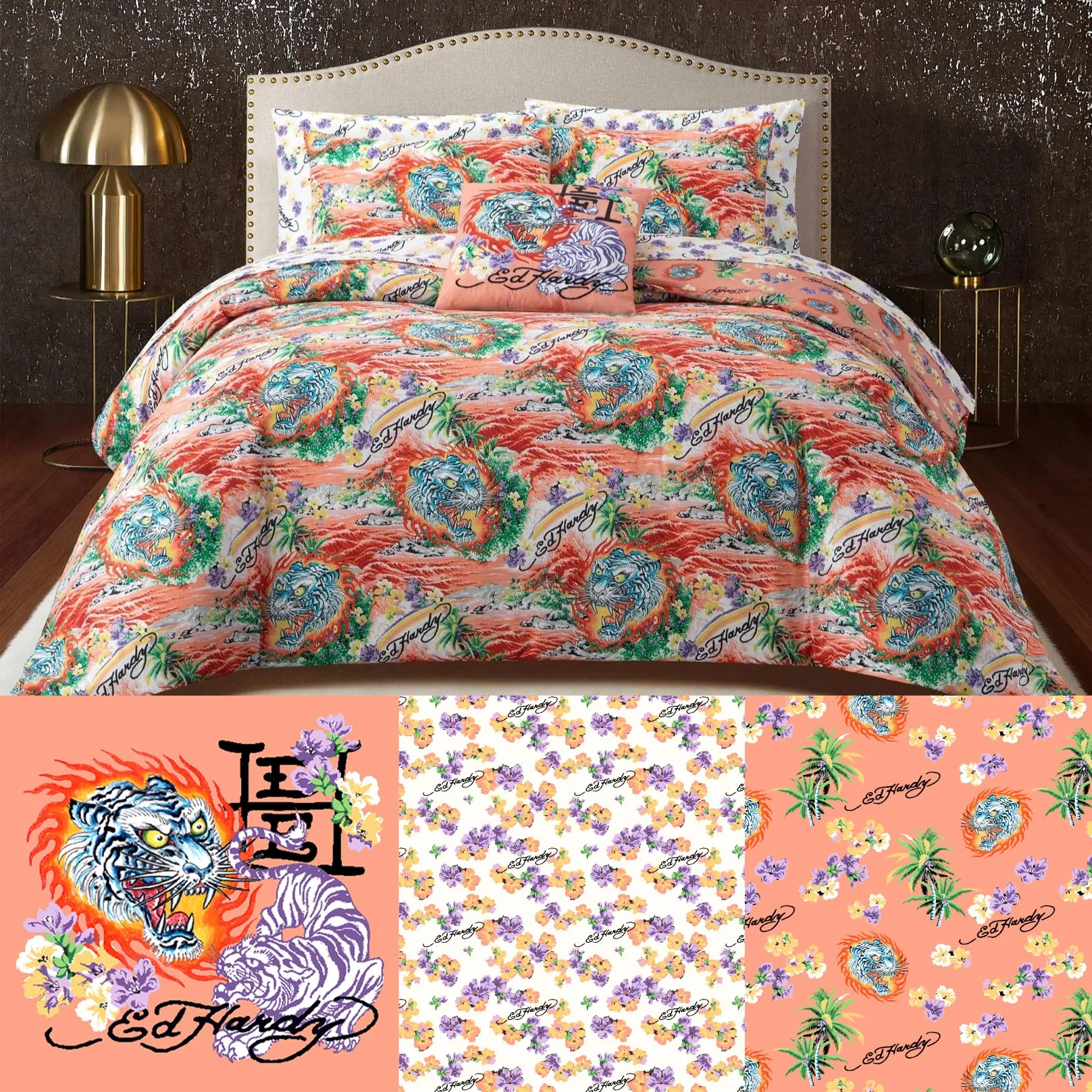 Decorative pillow, sheet print, and comforter reverse print