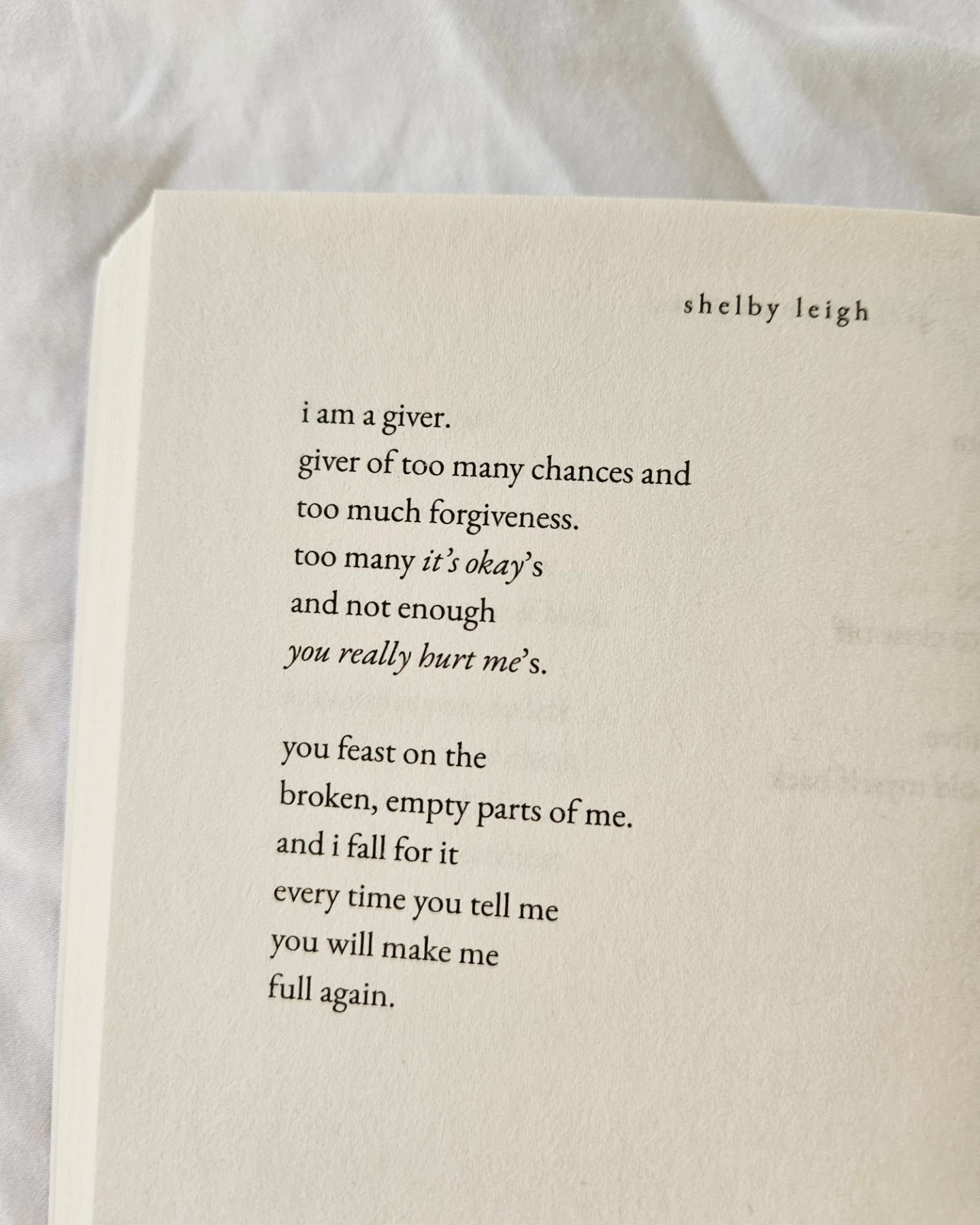 sometimes, in our journey of giving, we forget to reserve strength for ourselves. remember, it's okay to nurture your own garden before offering flowers to others. this poem, from &quot;girl made of glass&quot; on amazon, is a reminder of the empty f