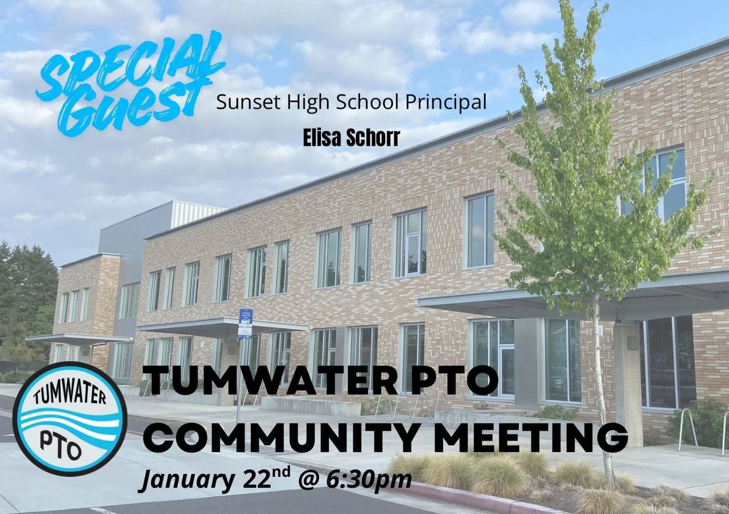 ✨ PTO Community Meeting ✨

Please join us next Thursday, January 22nd, at 6:30 PM at the Tumwater Library for our 2nd PTO Community Meeting of the school year!

📢 Principal Update from Matt Smith
🎓 Special Guest: Sunset High School Principal Elisa 
