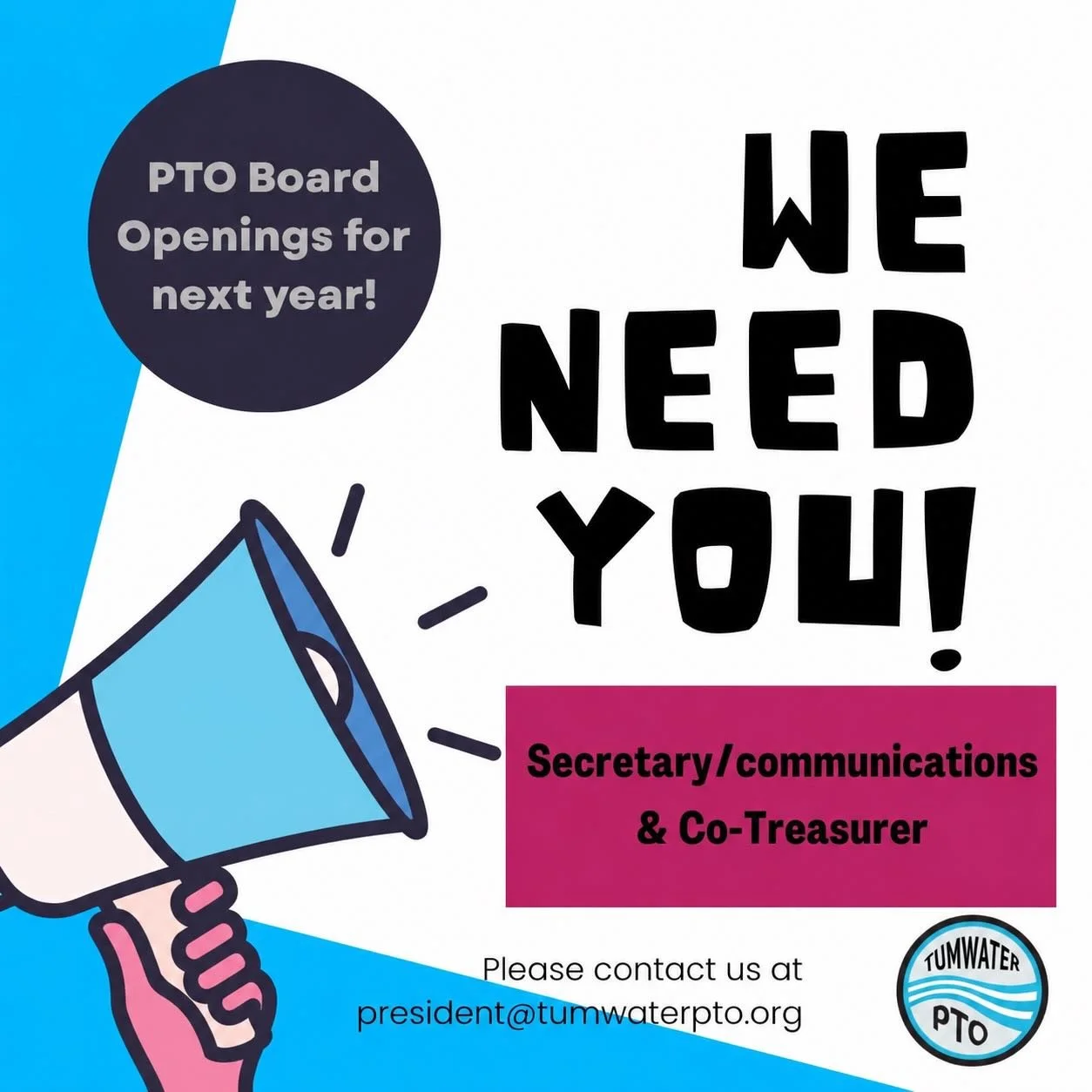 As a PTO, we love supporting our students, staff, and school community&mdash;and we&rsquo;re already looking ahead to an amazing next school year!

We&rsquo;re currently seeking volunteers to fill the following PTO Board positions: 
&bull; Secretary/