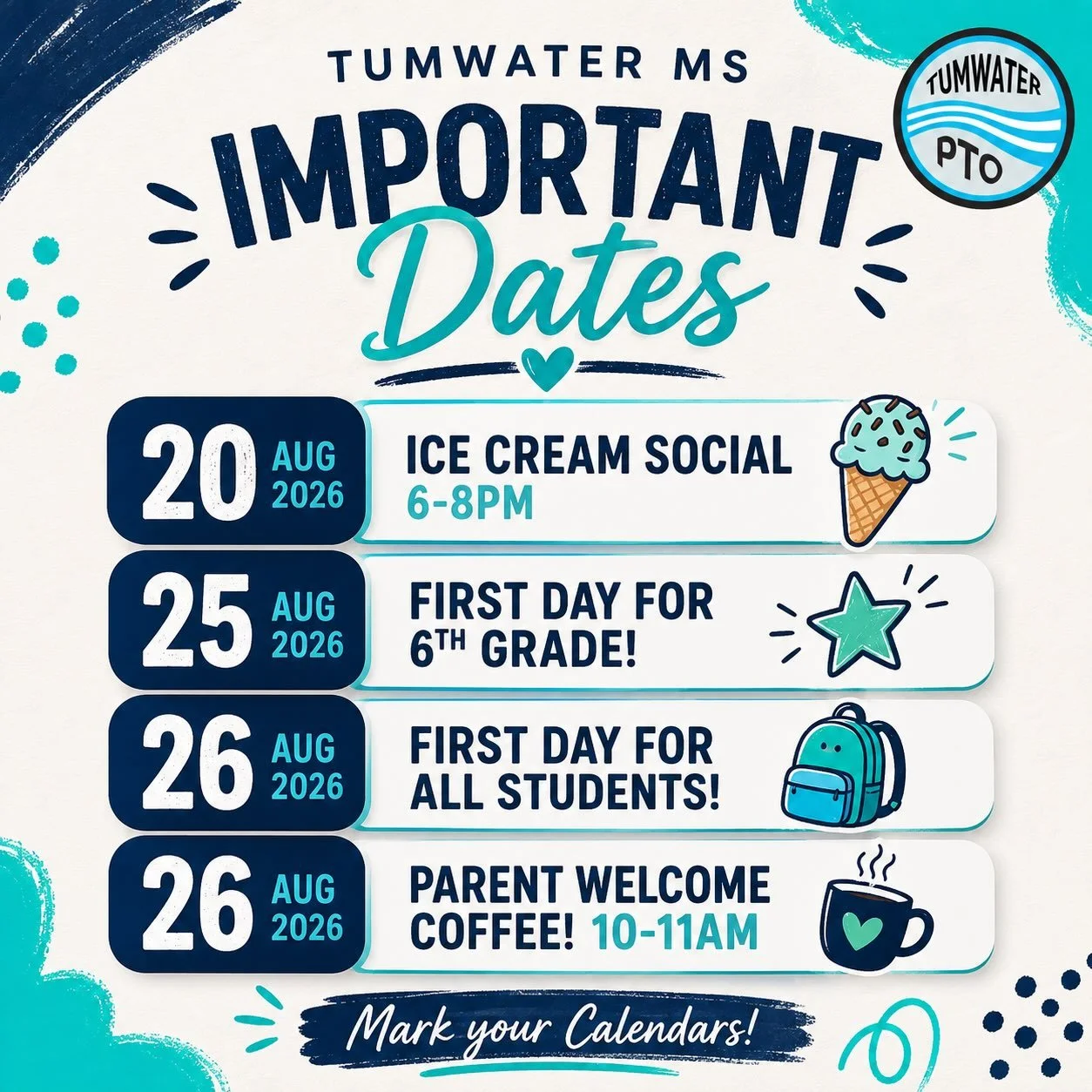 We hope you&rsquo;re all having an amazing summer! ☀️ Before the back-to-school excitement begins, we wanted to share a few important dates to add to your calendar. 📅

🍦 August 20 &ndash; Ice Cream Social | 6:00&ndash;8:00 PM
⭐ August 25 &ndash; Fi