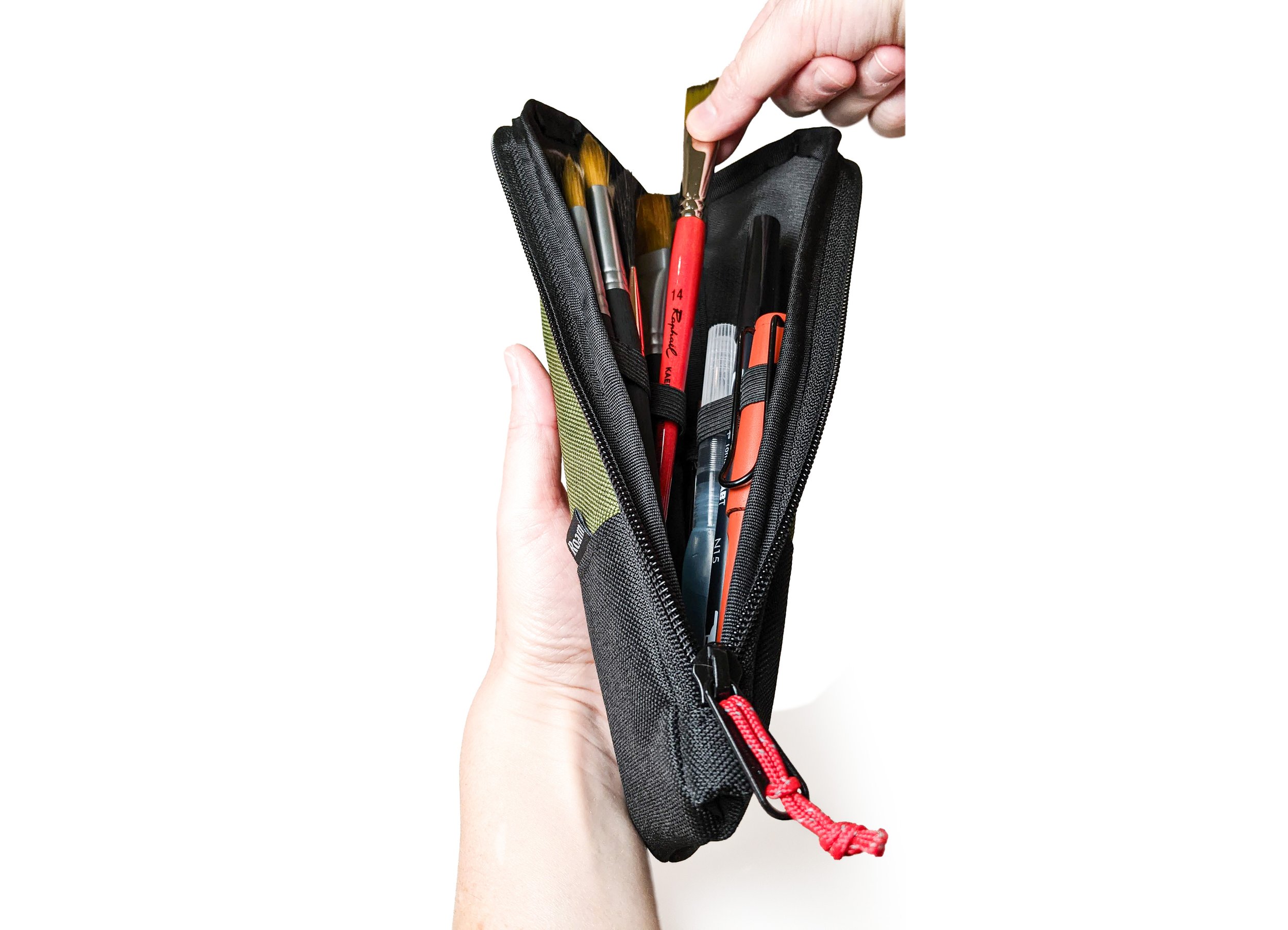 Brush Wallet_Olive_Holding Open.jpg